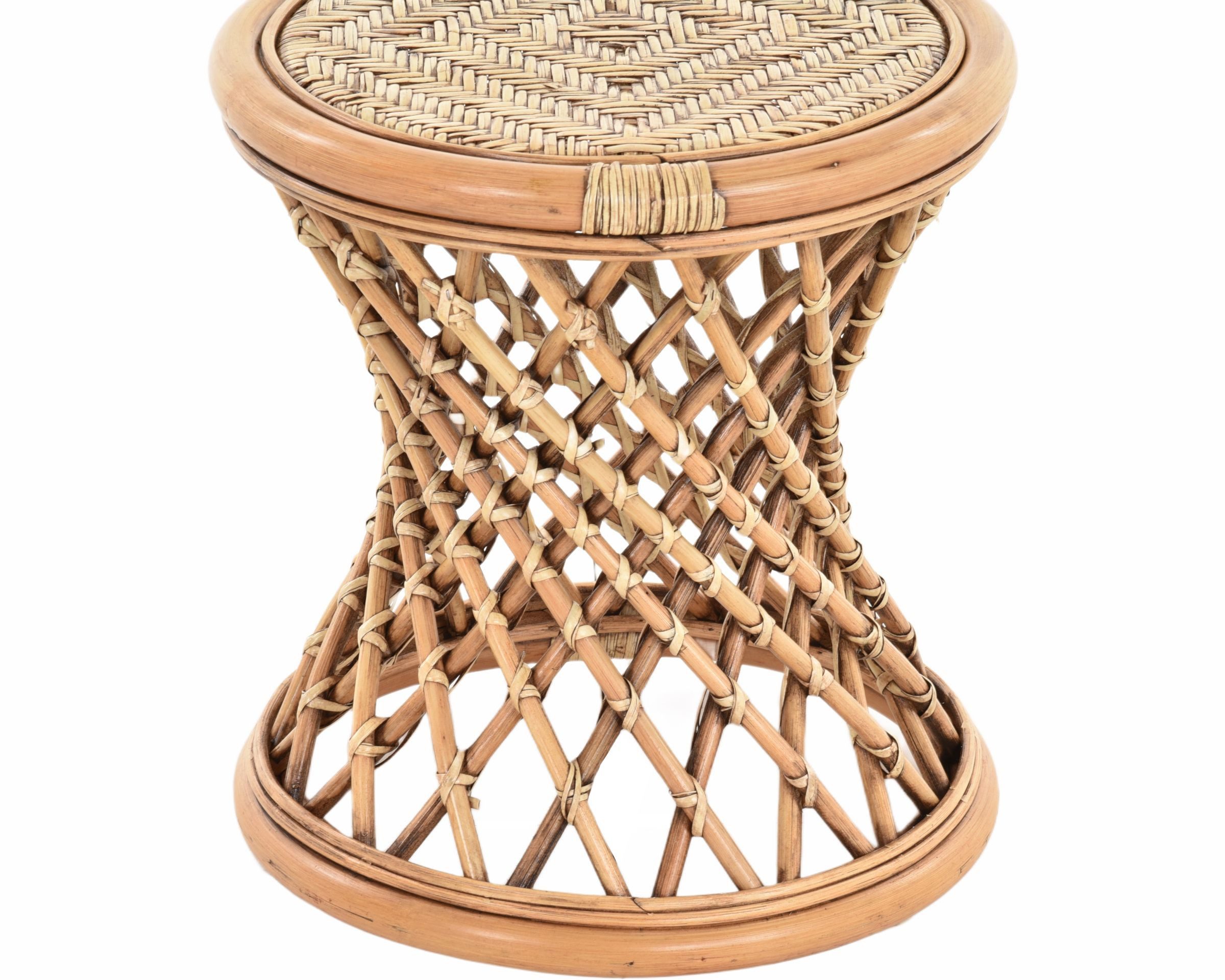 Krines Home Fußhocker Rattan Hocker Sitzhocker Rattanhocker Blumenhocker Schemel Badhocker, geflochten – Bild 4 von 5