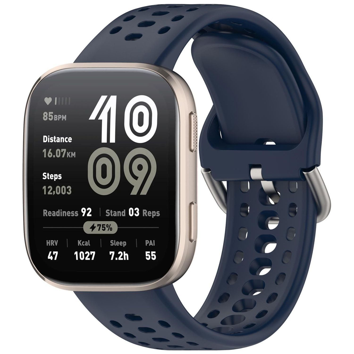 Wigento Smartwatch-Armband Für Amazfit Bip 6 Schnellverschluss Design Silikon Ersatz Armband Blau, Silikonarmband mit Quick Release Verschluss und Belüftungslöchern