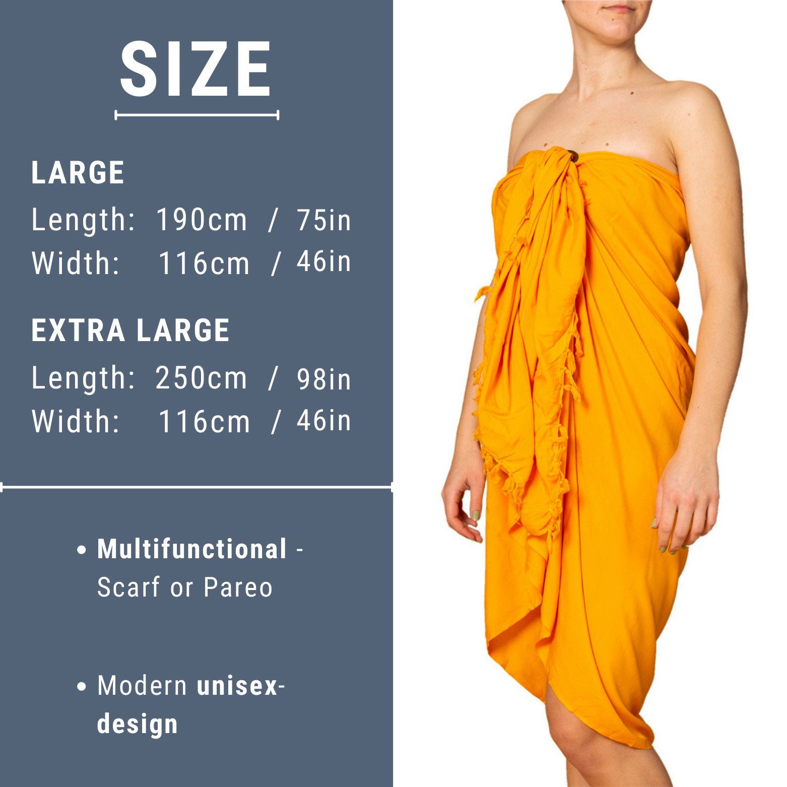 PANASIAM Wachsbatik Sarong - 190x116 Cm, Viskose, Handgefertigt, Fair Produziert, Mehrfarbig