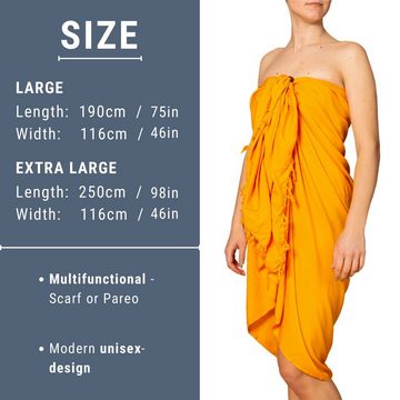 PANASIAM Pareo Sarong einfarbig in 2 Größen als Strandtuch Strandkleid Strandrock, oder Bikini Cover-up Tuch für den Strand Schultertuch Schal Halstuch