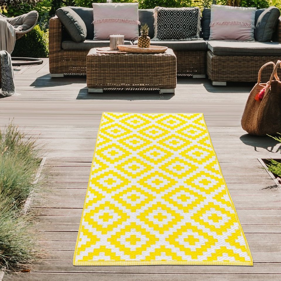 Outdoorteppich Wendbarer Teppich für Innen- und Außenbereich in gelb,  Teppich-Traum, rechteckig