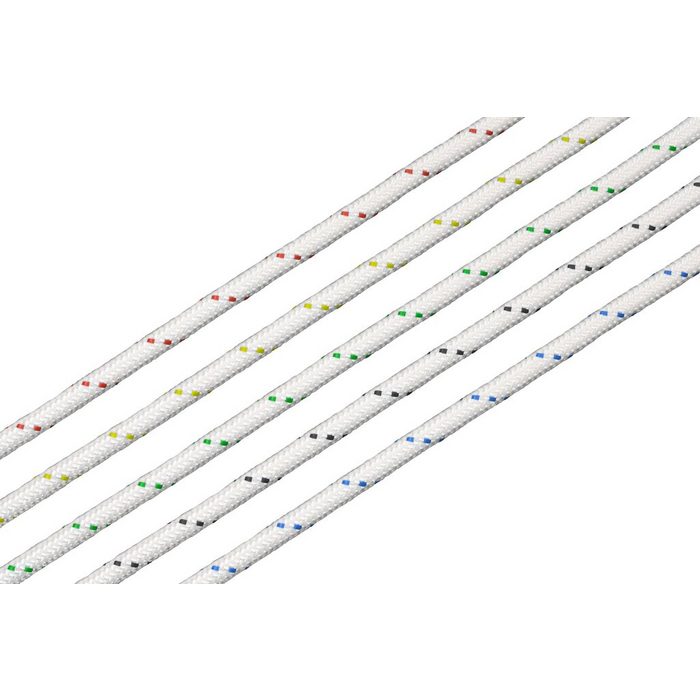 Hummelt® Schot Seil (Polyesterseil 14mm weiß mit Kennung mit Kern / Seele versch. Längen (20m) und Farben weiß mit rot grün gelb schwarz oder blau VZ10106