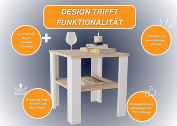CraftPAK Couchtisch aus hochwertigem Holz mit Ablagefläche 53T x 53B x 47H cm (1 - Tisch), moderner und stabiler Wohnzimmertisch