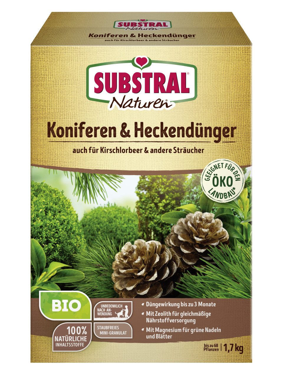 Substral Blumendünger Naturen Bio Koniferen- & Heckendünger 1,7 kg, Bio