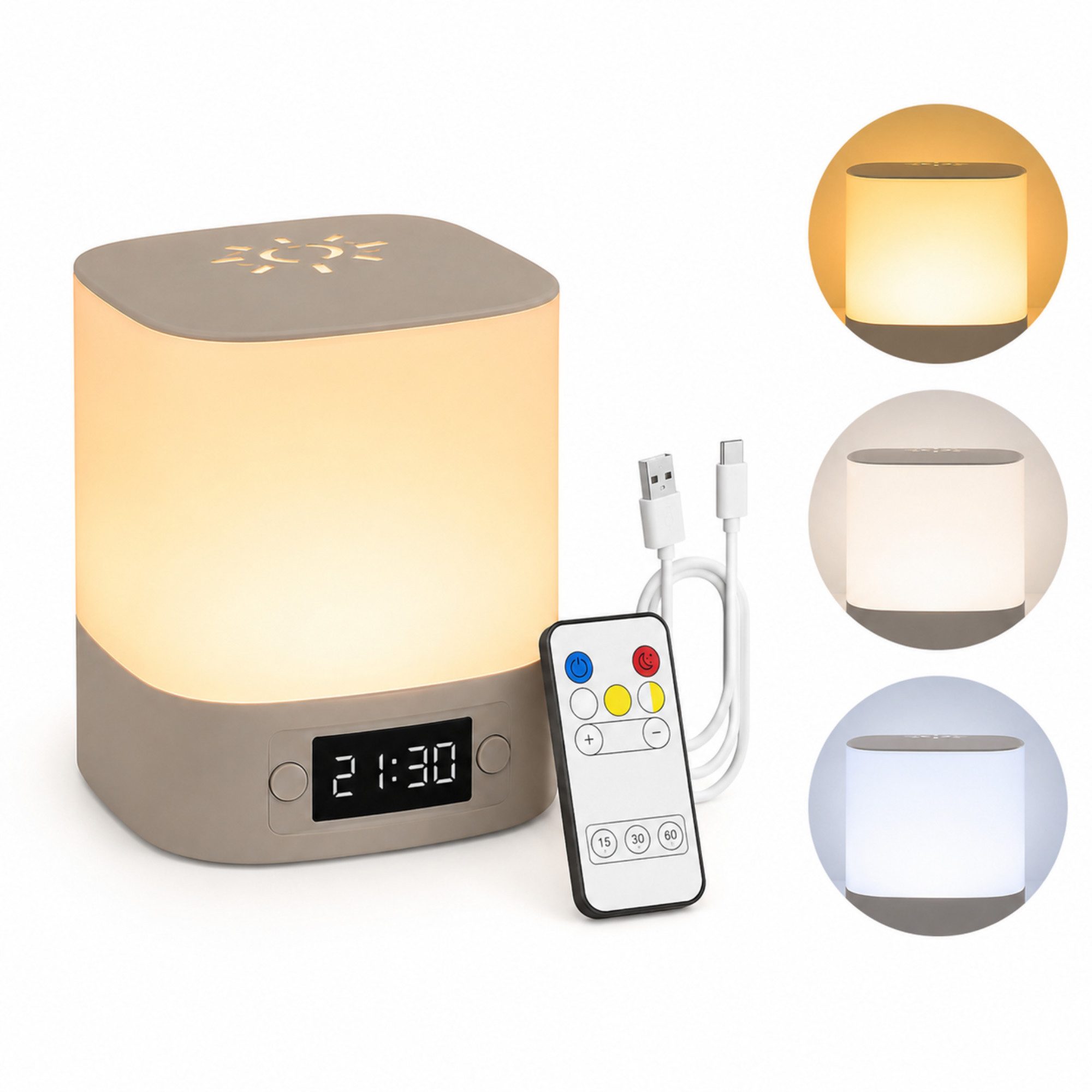 Fyrove Nachtlicht mit Uhr & Wecker