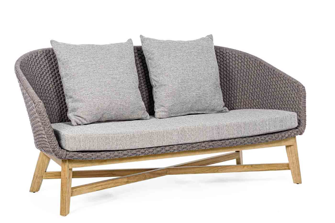 Gartensofa 2 Sitzer Sofa Coachella mit Kissen,Grau