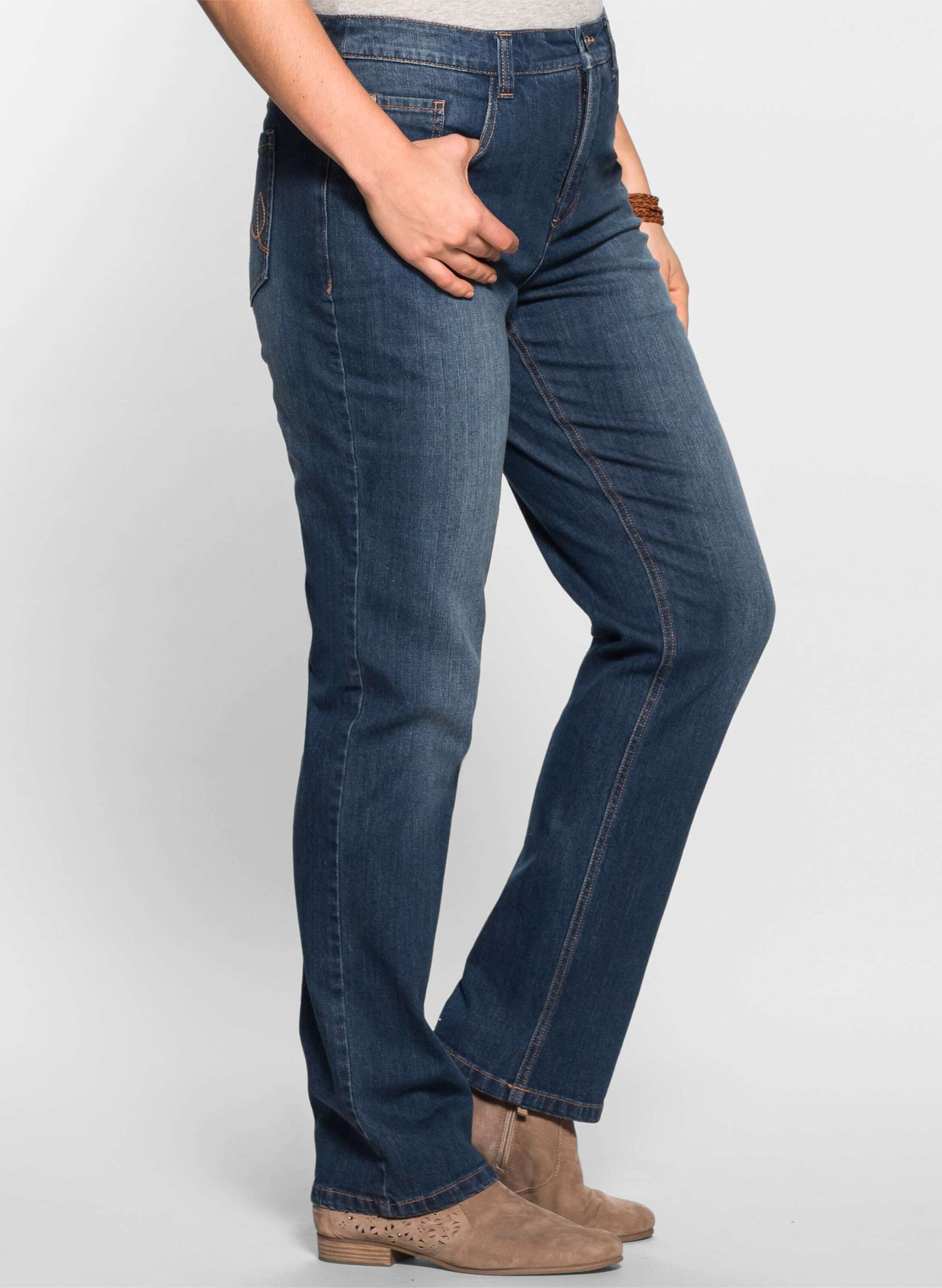 Sheego Bequeme Jeans Stretch-Jeans Bauch-weg-Effekt – Bild 3 von 5