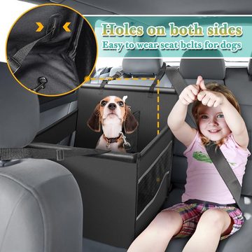 LENBEST Hunde-Autositz Hochwertiger Hundesitz Auto für kleine und Mittlere Hunde, Hunde Autositz mit Sicherheitsgurt, faltbar für den Rücksitz im Autos, Waschmaschinenfest, 100% Wasserdicht und Reißfest, 50x50x47cm