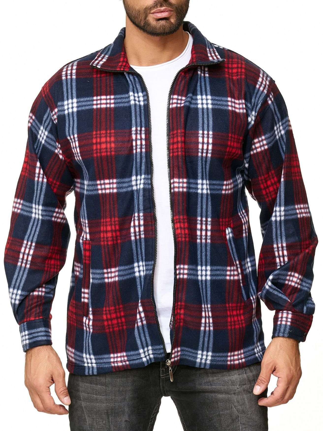 Egomaxx Blouson Fleece Holzfäller Karierte Arbeitsjacke FLEECEGO