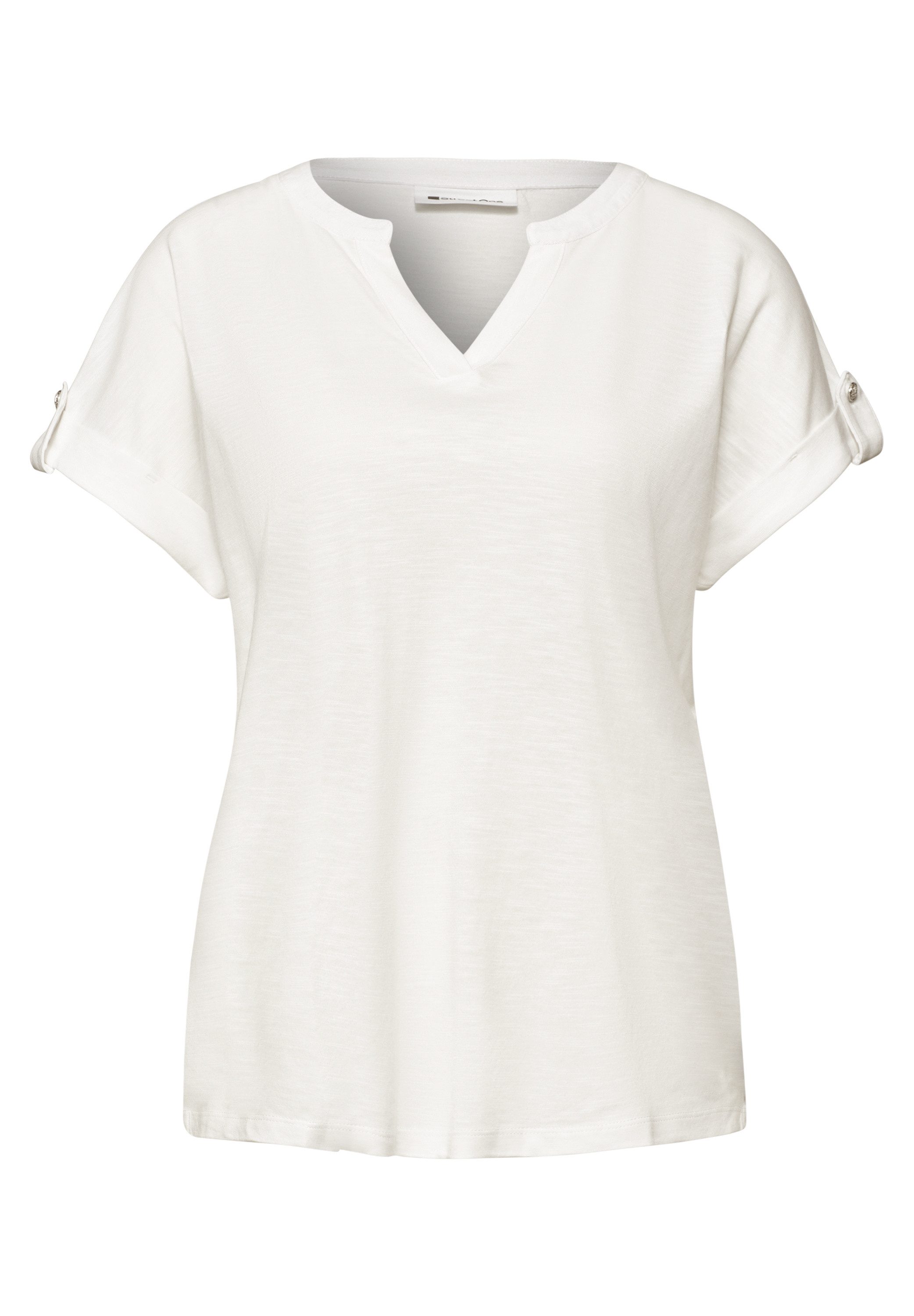 STREET ONE T-Shirt mit geschlitztem Rundhalsausschnitt – Bild 4 von 5