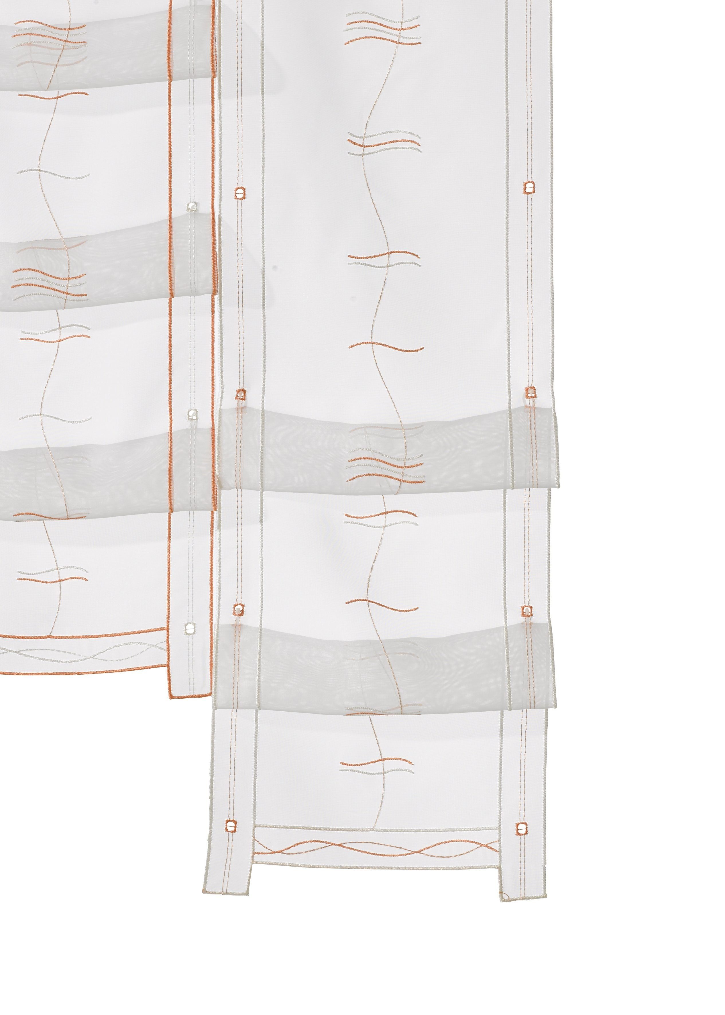 Weckbrodt Scheibengardine Selina (1 St), Stangendurchzug, transparent, Voile, Hochraff, Gardine, Voile, echte Stickerei, transparent, Store