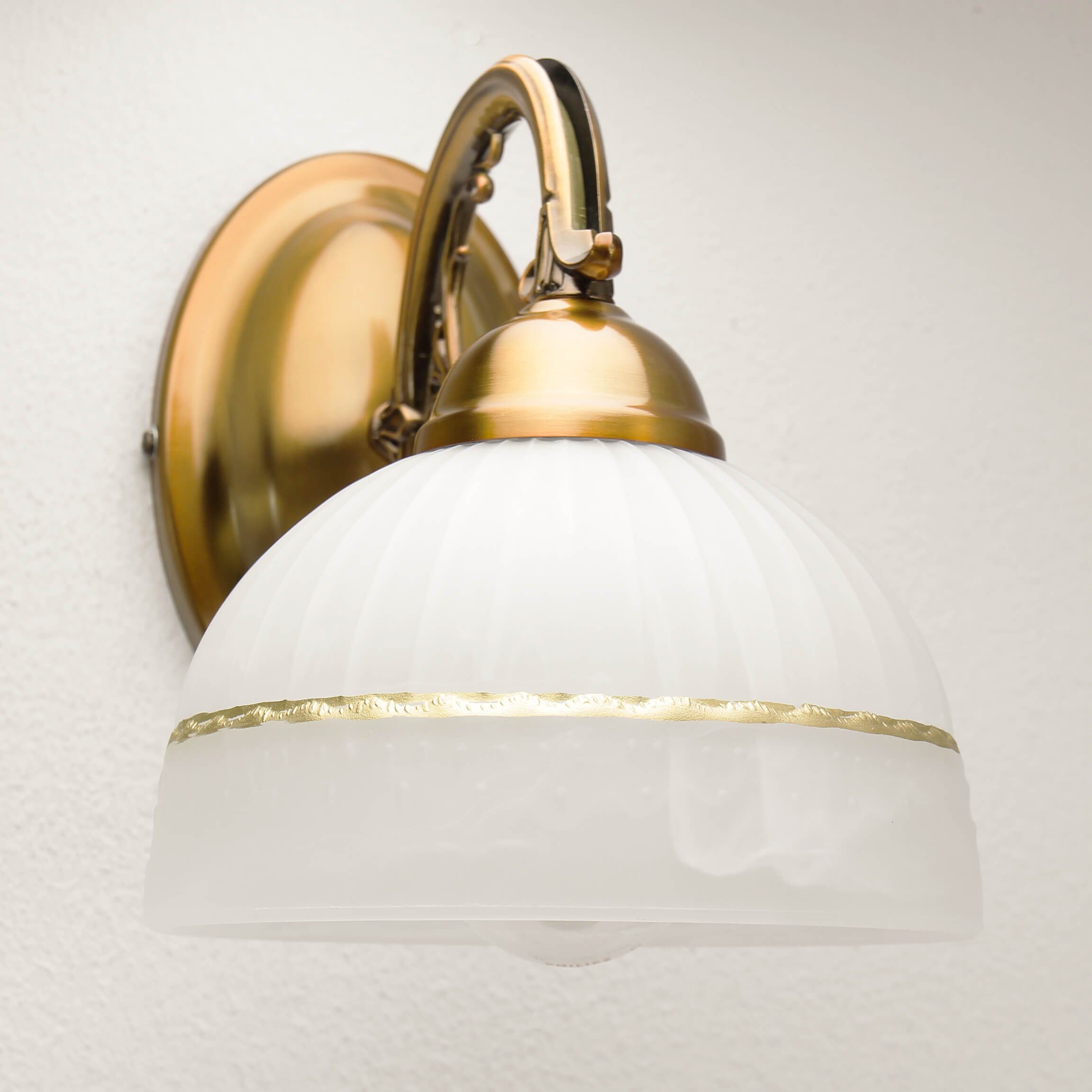 Wandlampe ohne Licht-Erlebnisse Leuchtmittel, Jugendstil FLOSSI, Schlafzimmer Glasschirm Wandleuchte Lampe Wohnzimmer Bronze