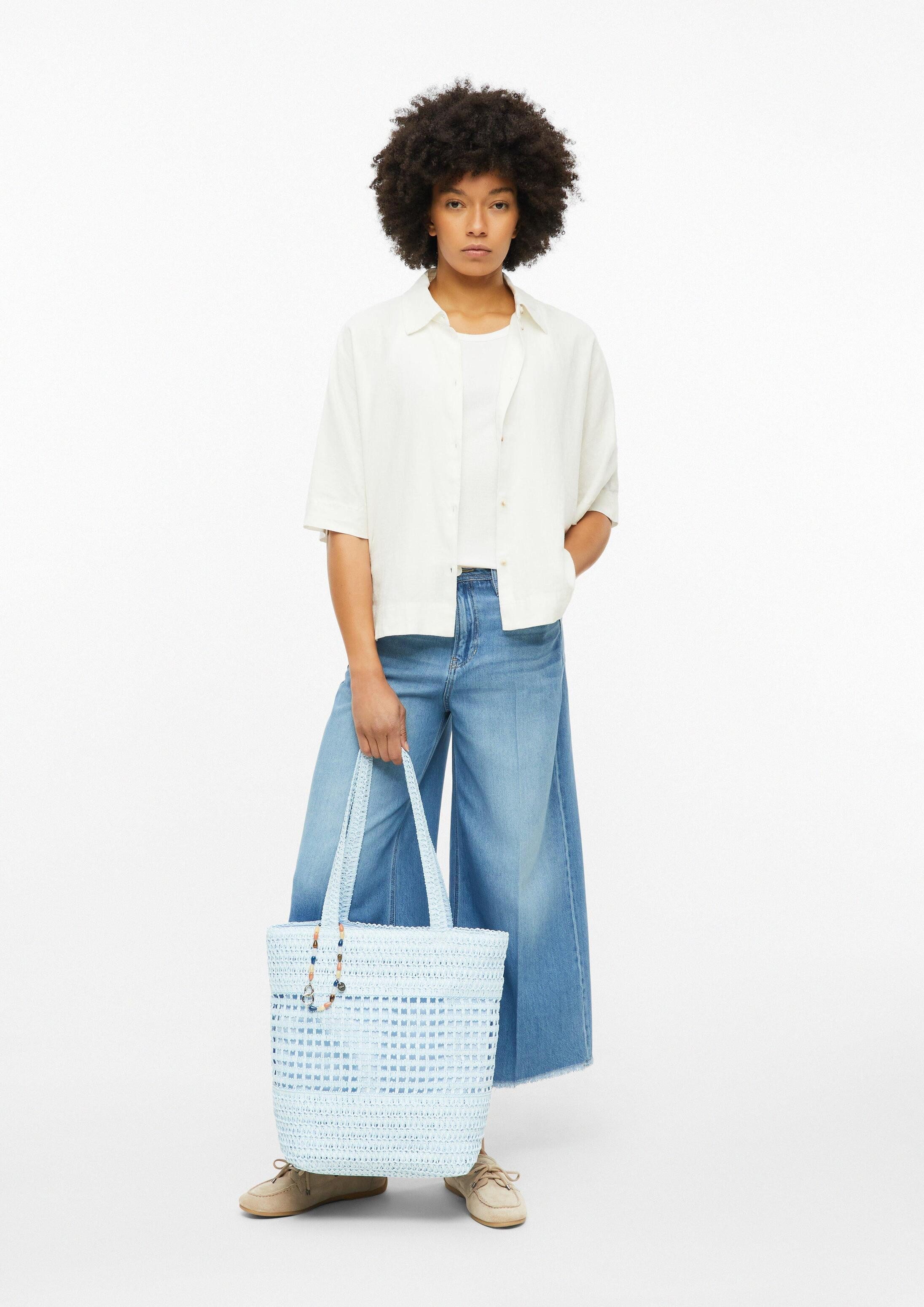 s.Oliver Shopper Tasche, Raffia-Totebag mit Reißverschluss und Schmuck-Detail