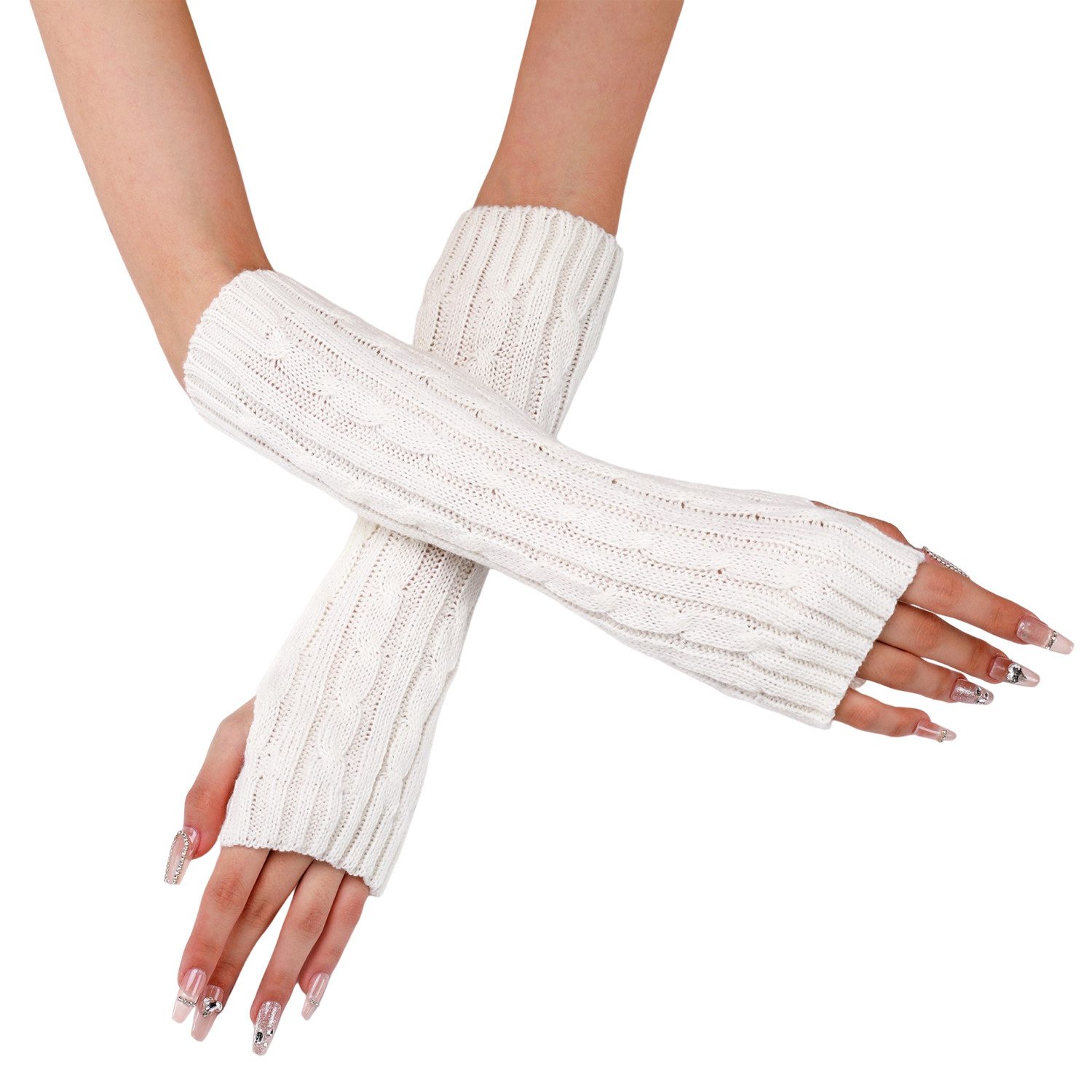 Refttenw Strickhandschuhe Damen Gestrickte Armwärmer Pulswärmer Armstulpen günstig online kaufen