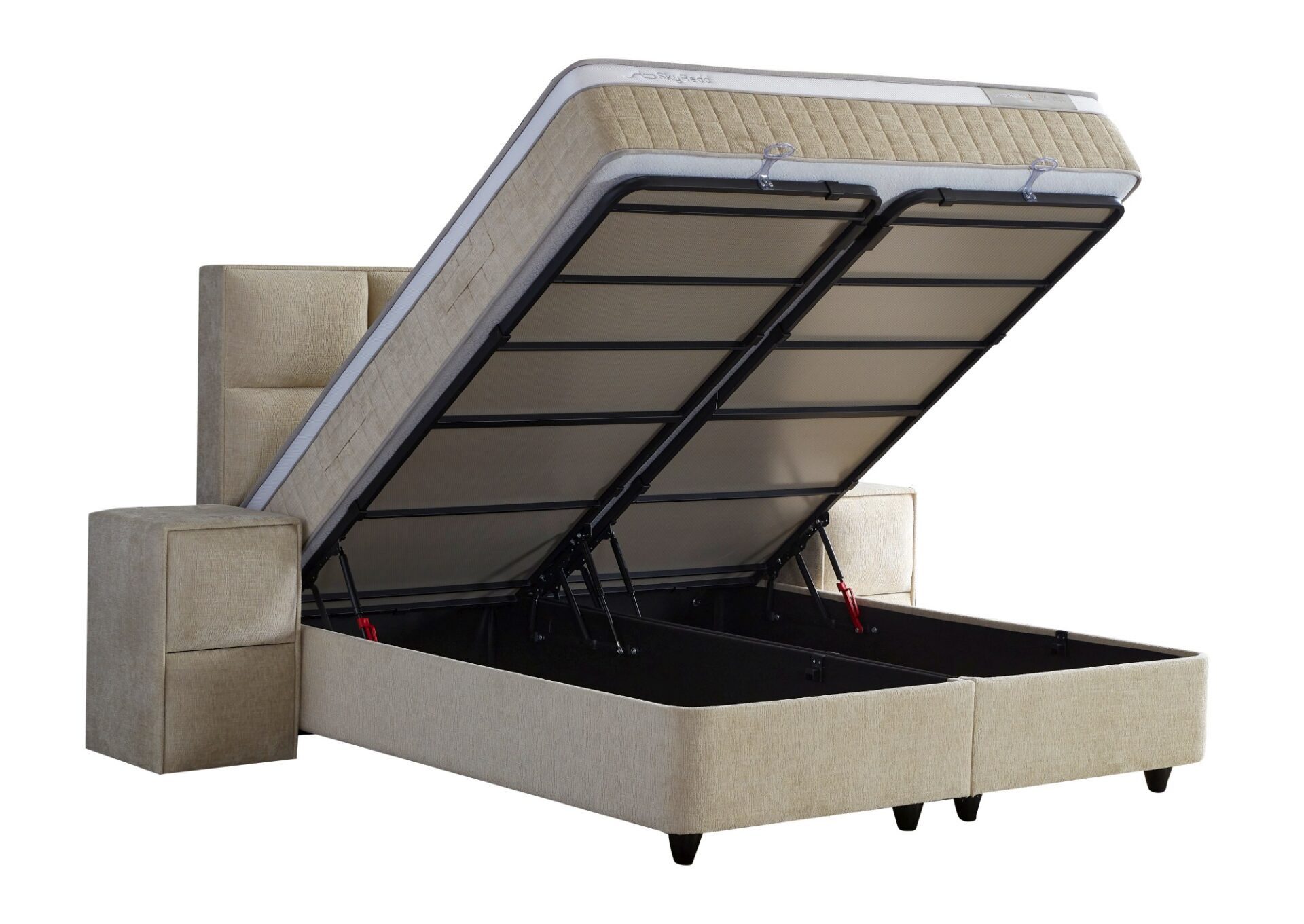 gowoll Boxspringbett Polsterbett Doppelbett Stauraumbett mit Kopfteil Boxspringbett Ocean (Stauraumbett Boxbett Boxspringbett Set), Polsterbett Kontinentalbett, dekorativem Kopfteil