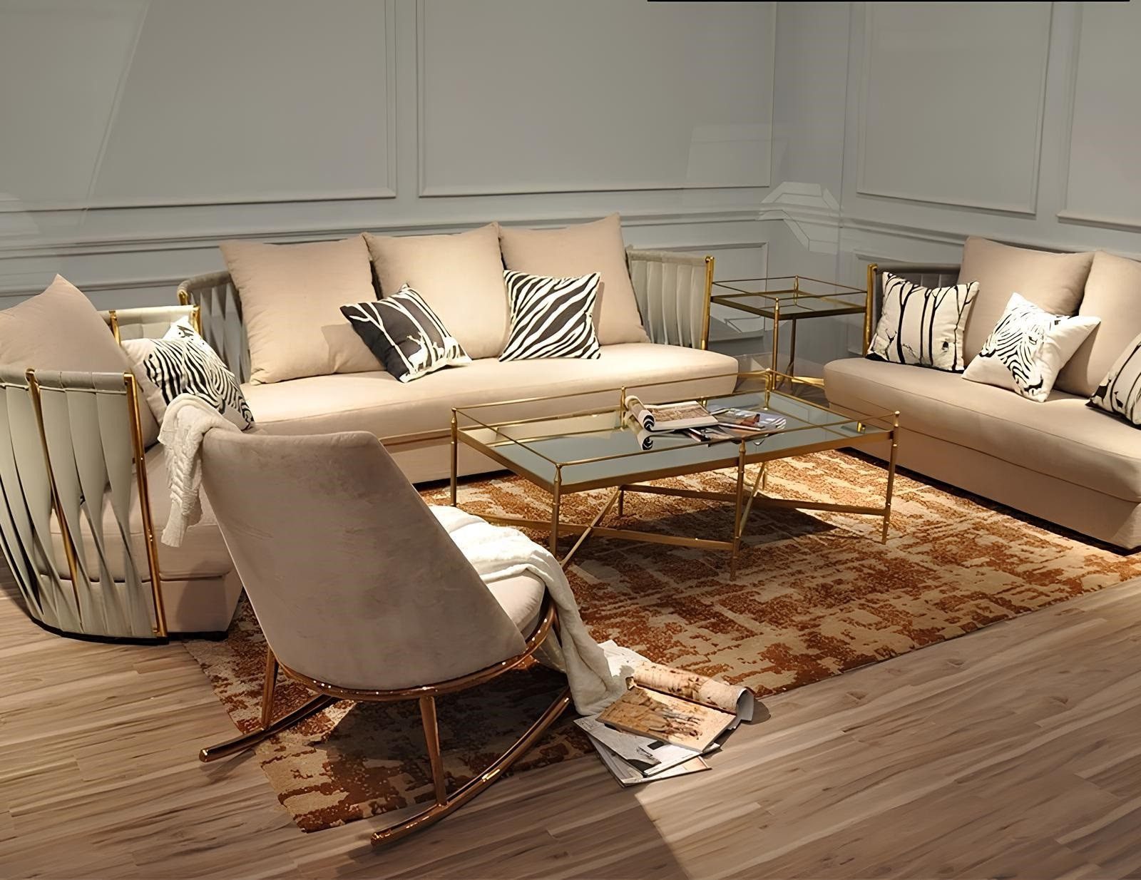 Xlmoebel Polstergarnitur Elegante Couchgarnitur mit samtweichem Polster für Wohnräume, (2-tlg., Sofagarnitur 3+2), Hergestellt in Europa