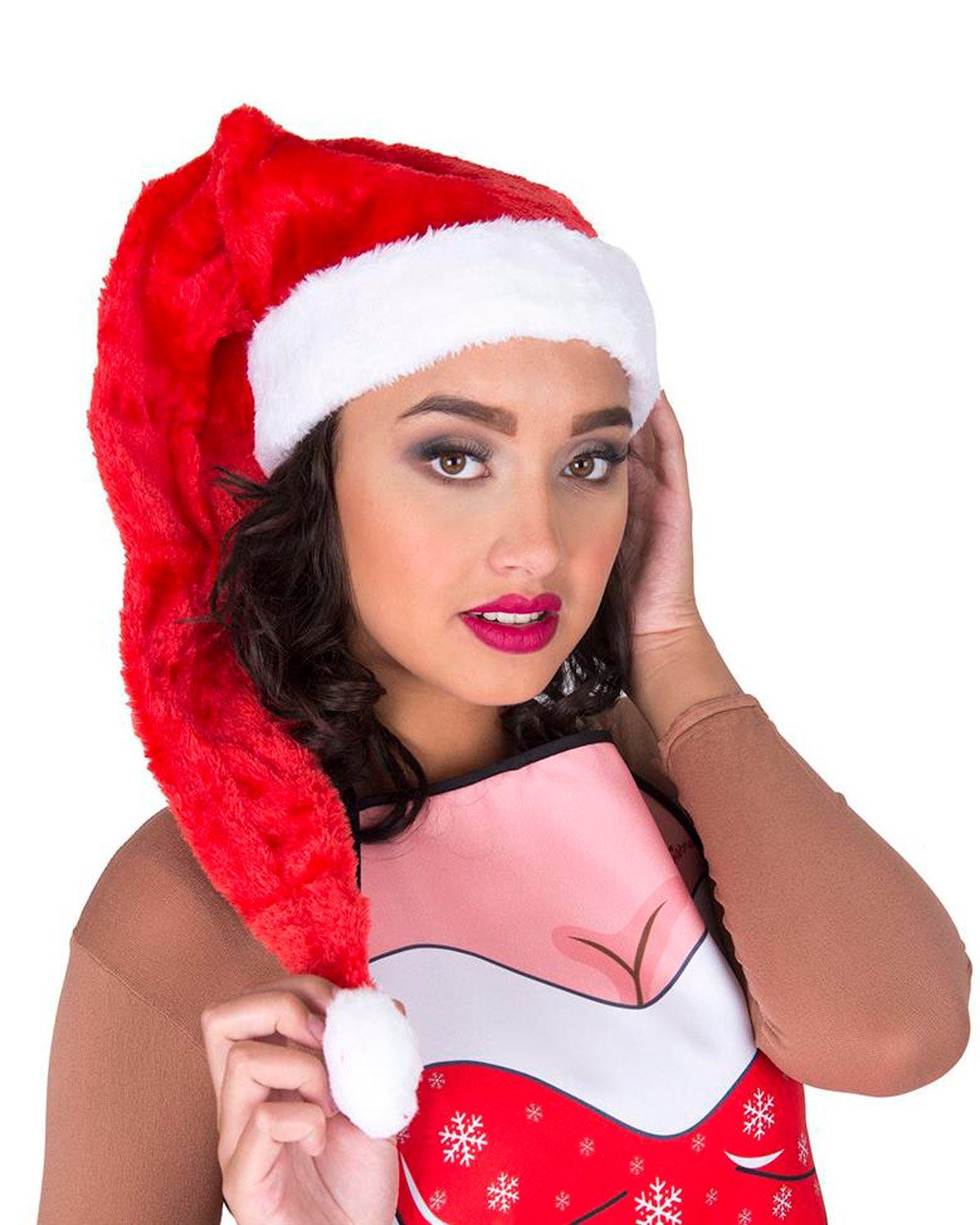 Kostüm Lange Weihnachtsmütze zum Weihnachtsmann Nikolaus