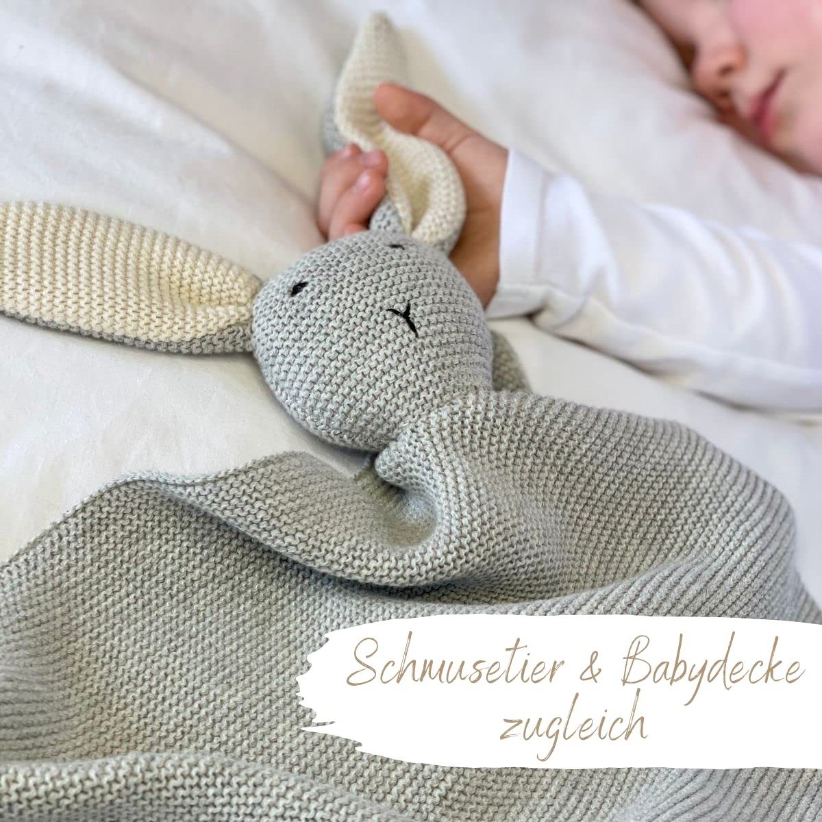 Babydecke DIKOS® Babydecke SCHMUSE-HASE Baby Geschenk Mädchen Junge Geschenkset, DIKOS, Geschenk zur Geburt, PREMIUM Qualität, 100 % BIO Baumwolle, nachhaltig – Bild 4 von 5