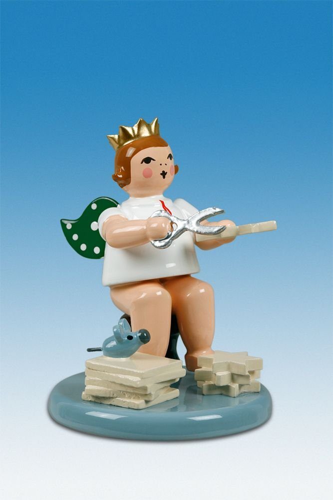 und Schere Holzfigur Engelfigur Höhe mit Engel ohne 6cm Stern Krone NEU