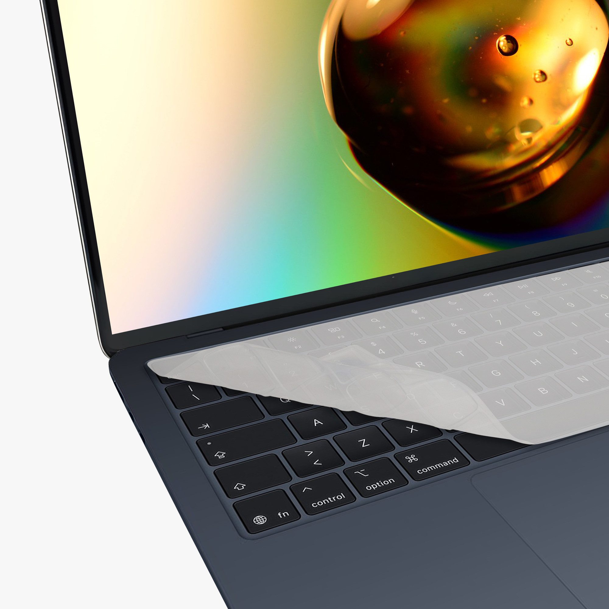 kwmobile Schutz-Set Silikon Tastaturschutz für Apple Macbook Air 13 M4 2025 A3240, Keyboard Cover - Abdeckung unbeschriftet - Transparent – Bild 4 von 5