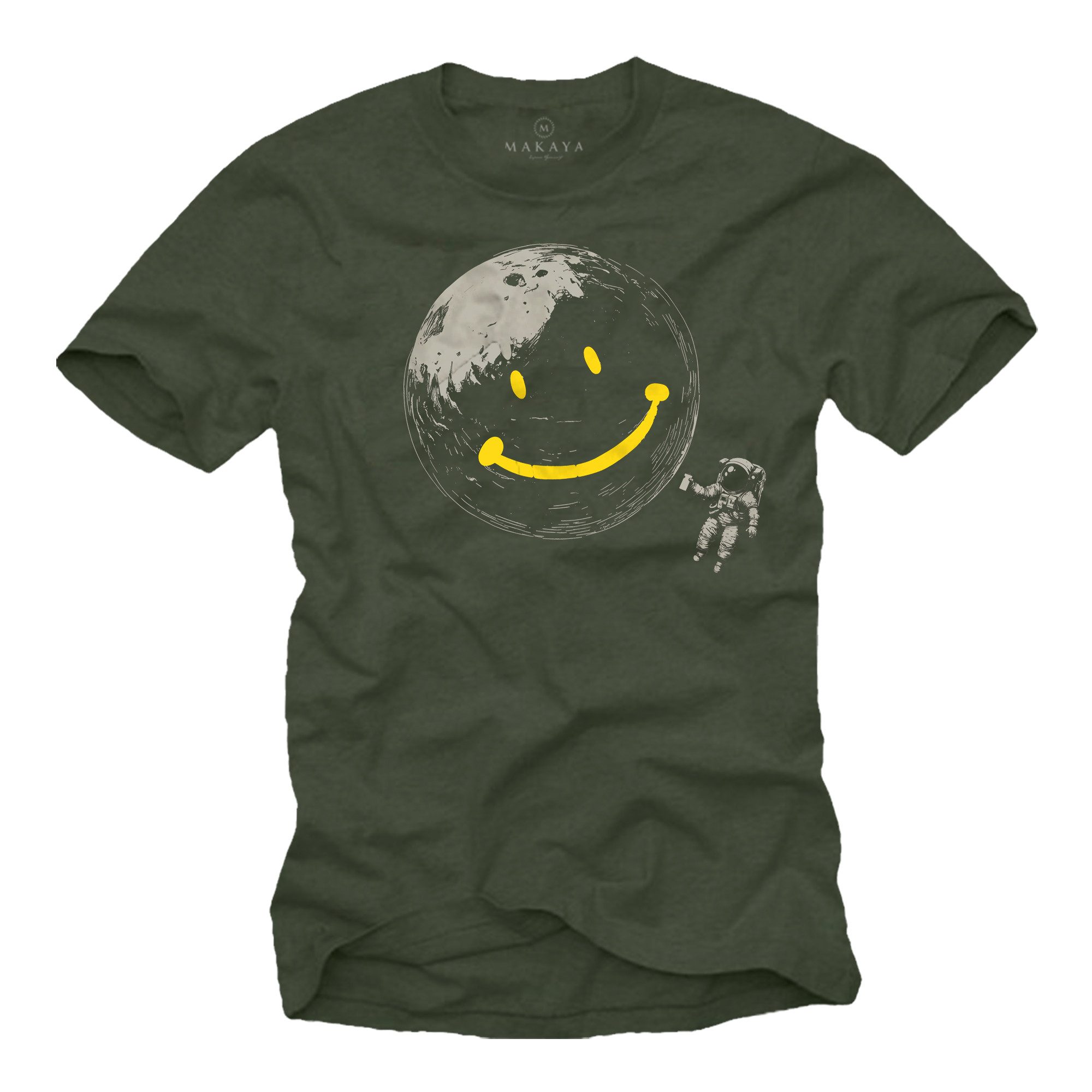 MAKAYA T-Shirt Cooles Shirt für Herren mit Astronaut und Smile Motiv (Schwa günstig online kaufen