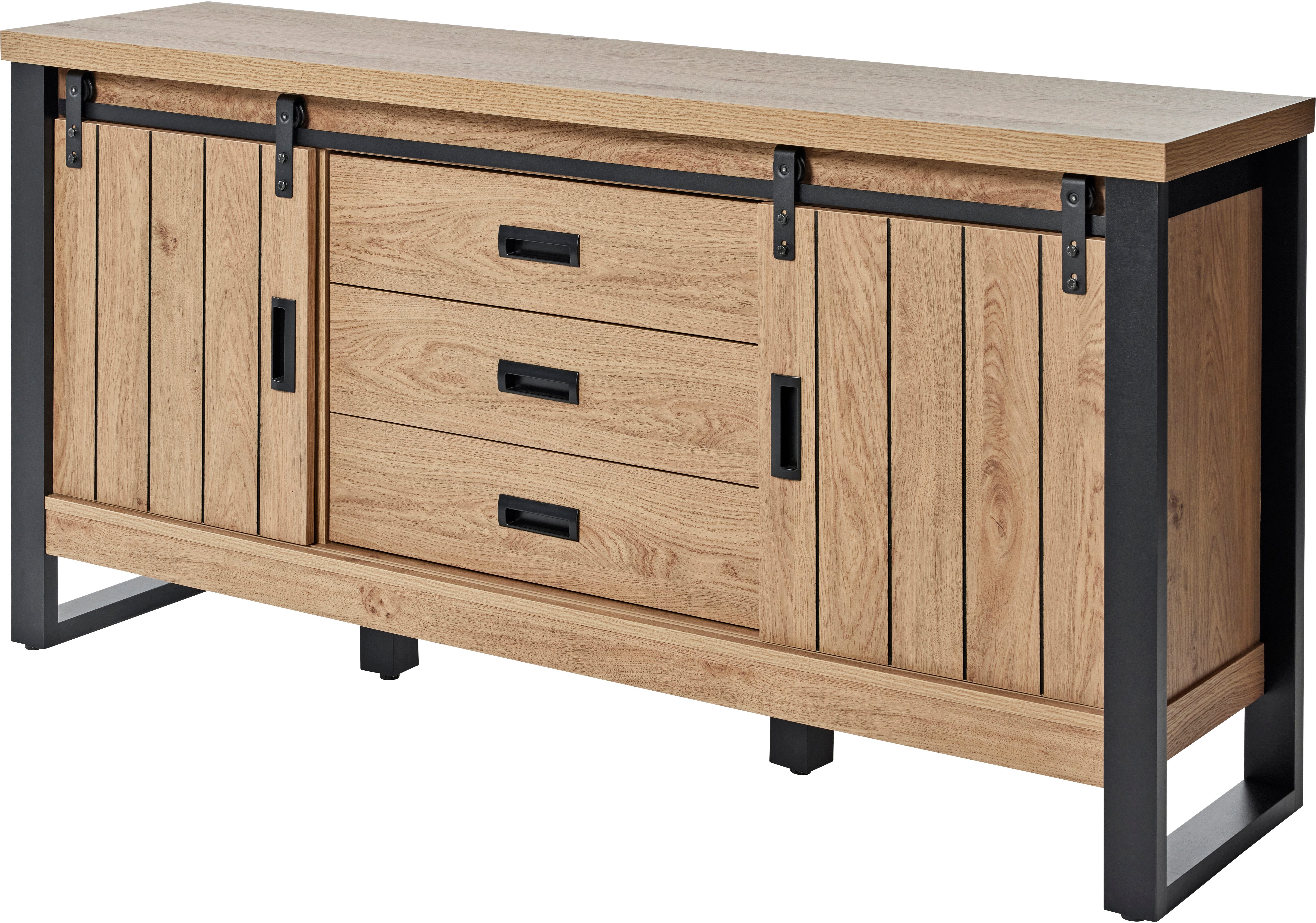 Jahnke Sideboard SLIDE SBS 150 (1 St), Sideboard mit 2 Schiebetüren, Metallgestell, Breite ca. 150cm