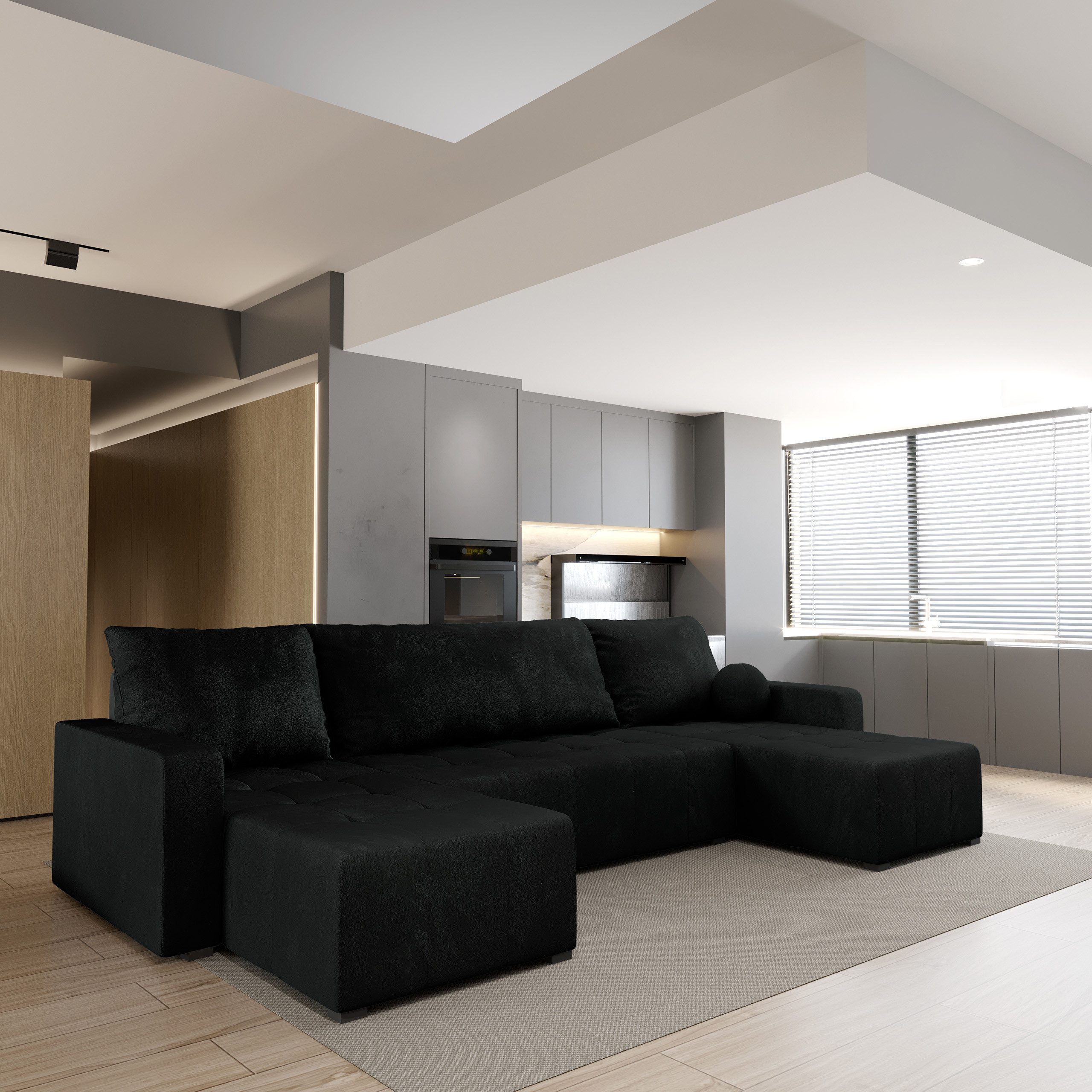 Masseno Ecksofa TOLARI mit Schlaffunktion U-Form, Sofa mit Bettkasten