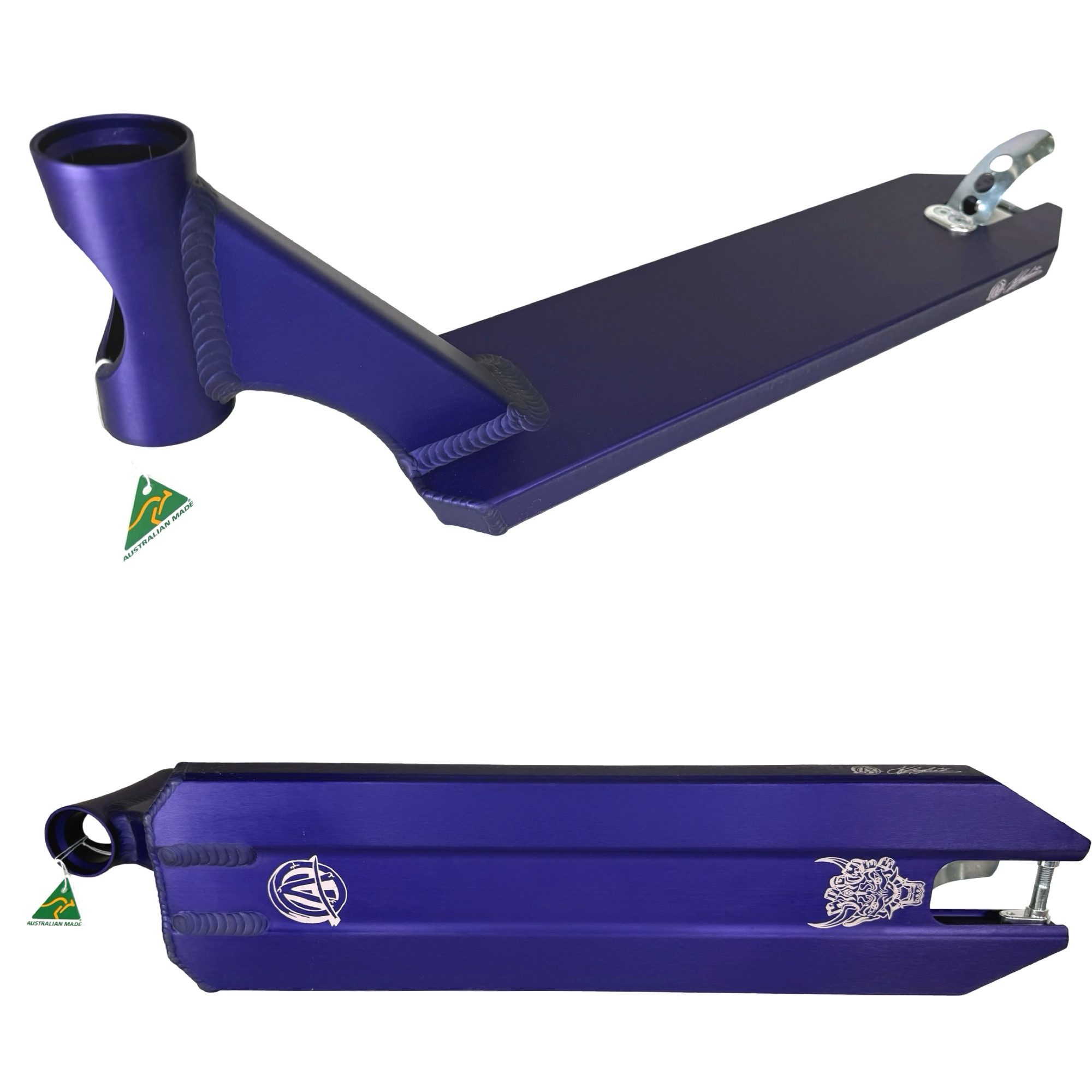 Stuntscooter Apex Pro Stunt-Scooter Deck 49cm 5" Wide Lila Sig. Angus Huges V3