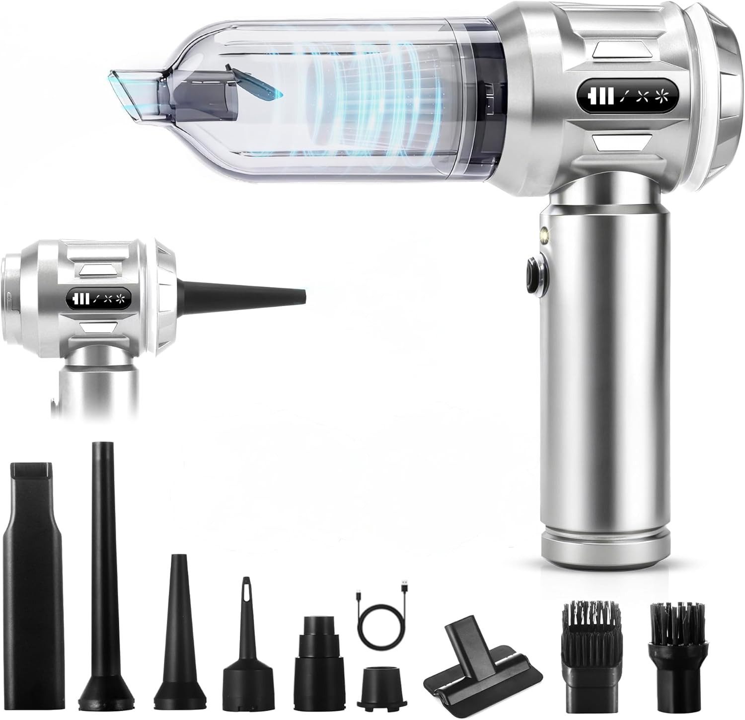 Nettlife Akku-Handstaubsauger Mini Kabellos 25000Pa 4-in-1 Starker Akku bürstenloser Motor, 3 Stufen Tragbarer Staubsauger für PKW Wohnmobil Camping Treppen Sofa