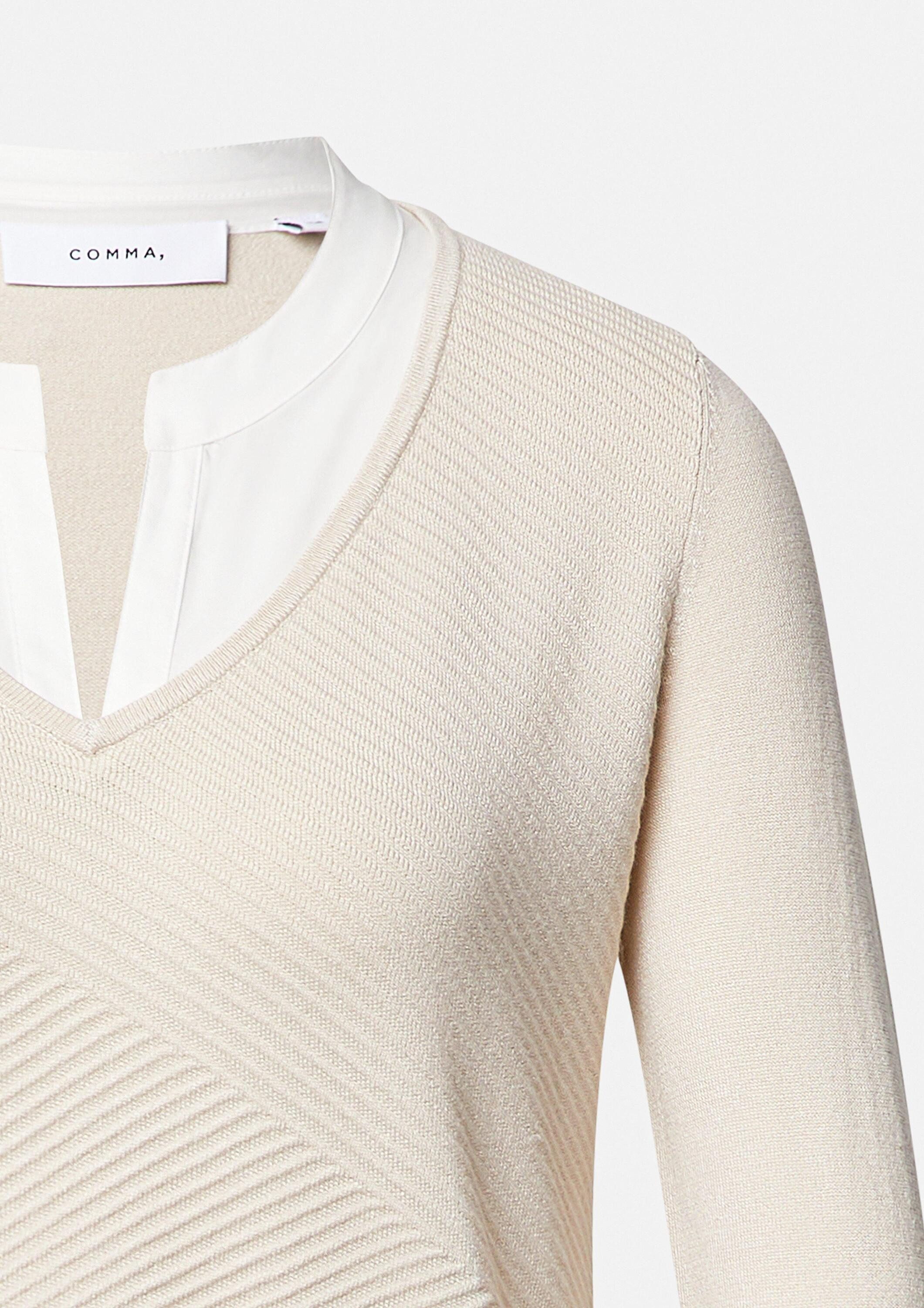 comma Longpullover Strickpullover 2-in-1-Pullover in Layering-Optik