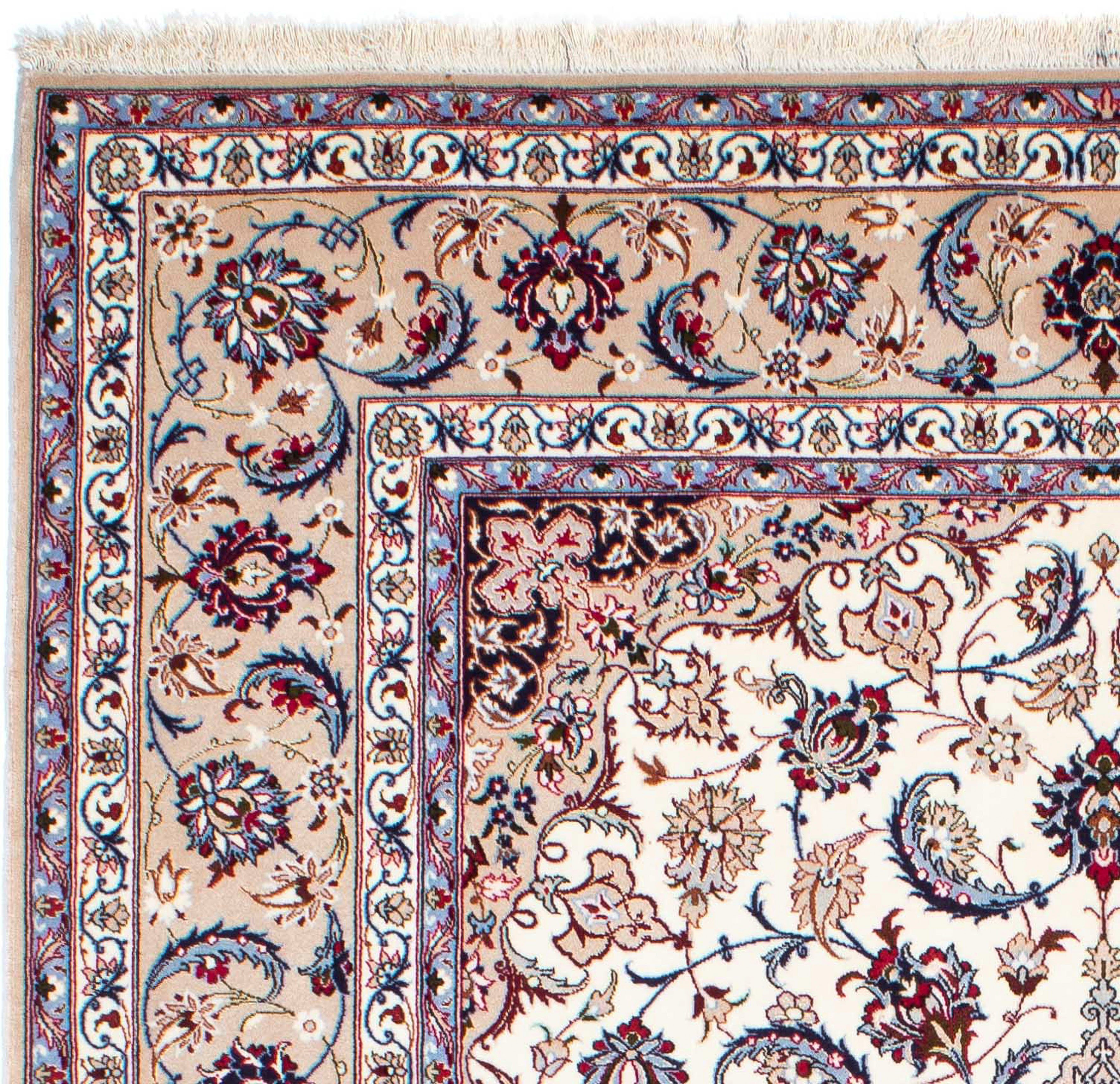 Perser 243 Isfahan Einzelstück - Handgeknüpft, - 162 Höhe: morgenland, Premium - mit Zertifikat x mm, Orientteppich beige, - 6 Wohnzimmer, rechteckig, cm