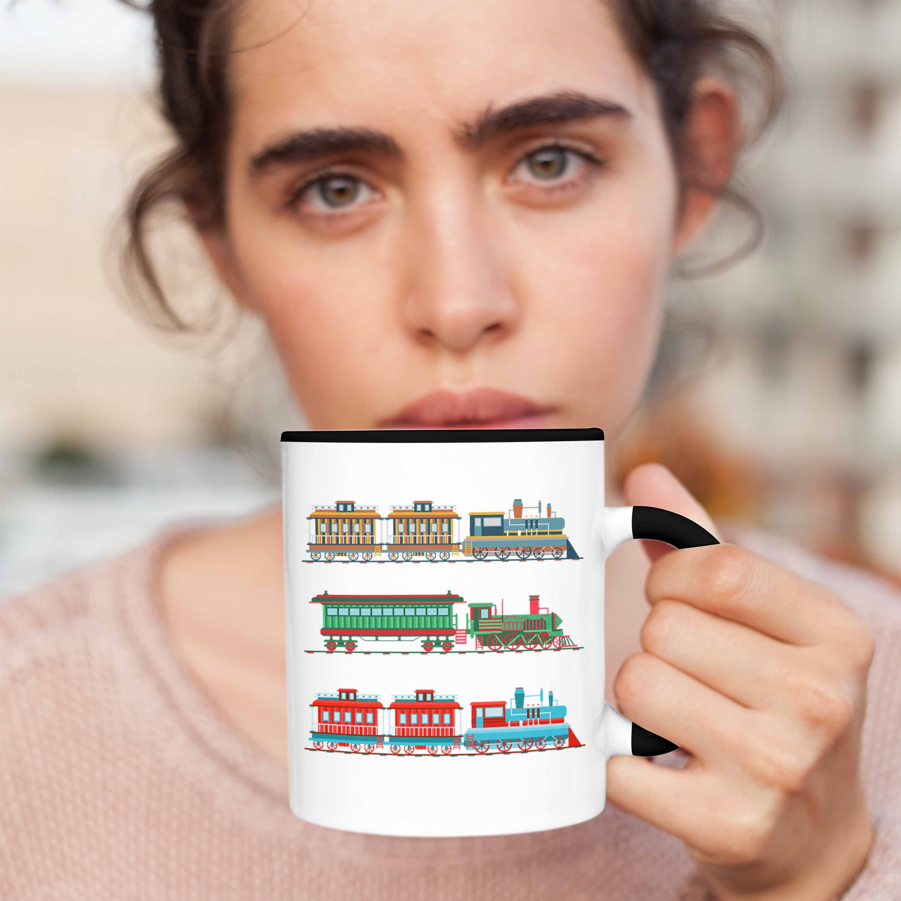 Schwarz Lokführer Eisenbahn Trendation Trendation Modelleisenbahn Geschenk Eisenbahner Geschenkidee - Tasse Züge Lokomotive Spruch Tasse