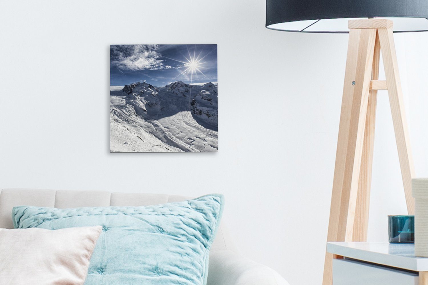 vom den für Gornergrat Bilder den auf Aletschgletscher, Alpen OneMillionCanvasses® (1 Blick Leinwandbild Schlafzimmer Leinwand in St), Wohnzimmer Schweizer
