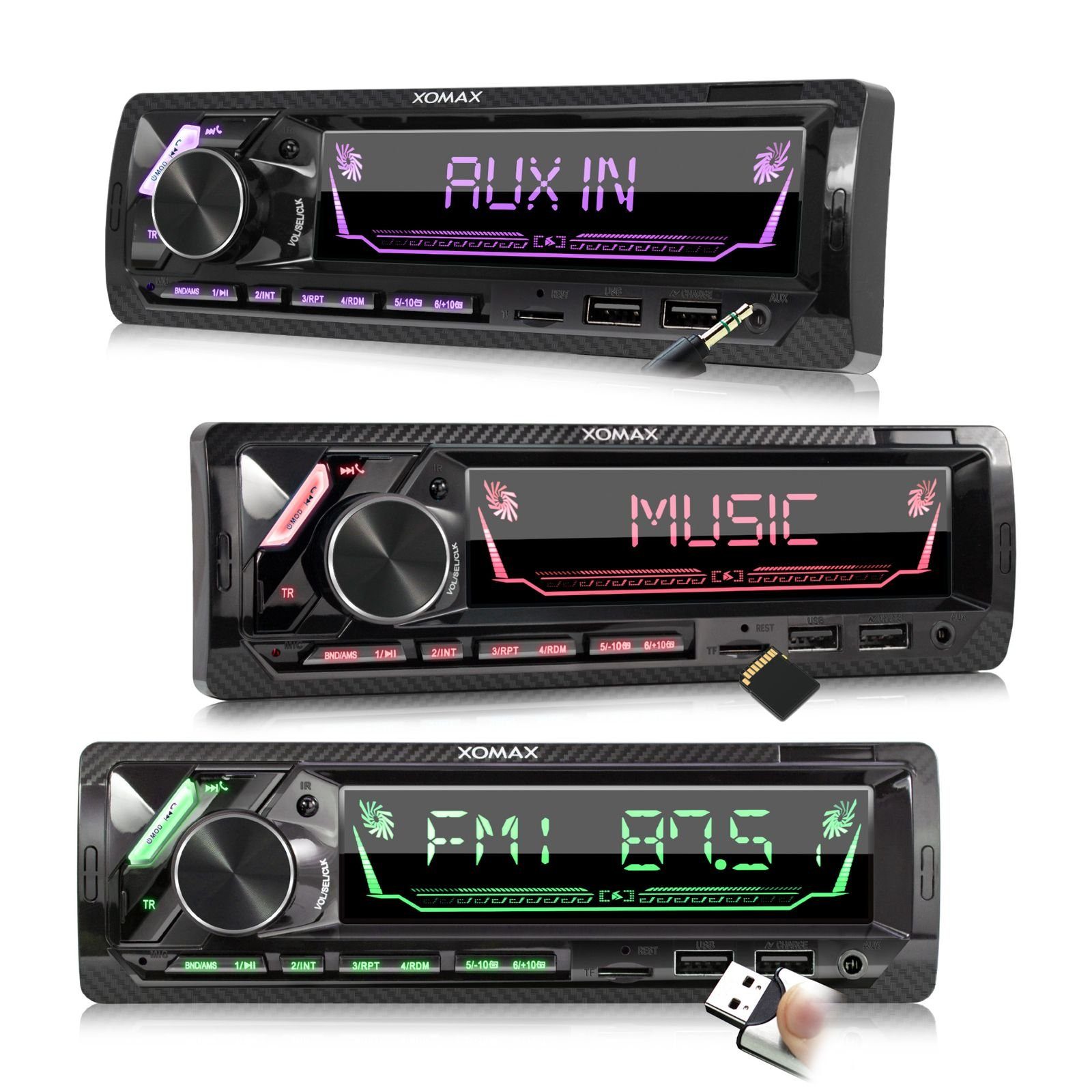 XOMAX XM-RD285 SD, AUX, 1 Autoradio Bluetooth, Autoradio 2x USB, mit DAB+ DIN plus
