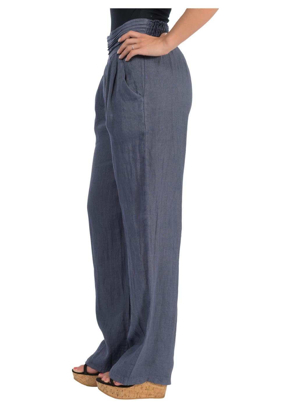 malito more than fashion Leinenhose malito Damen Hose aus Leinen 2727 bequemer und breiter Gummizug
