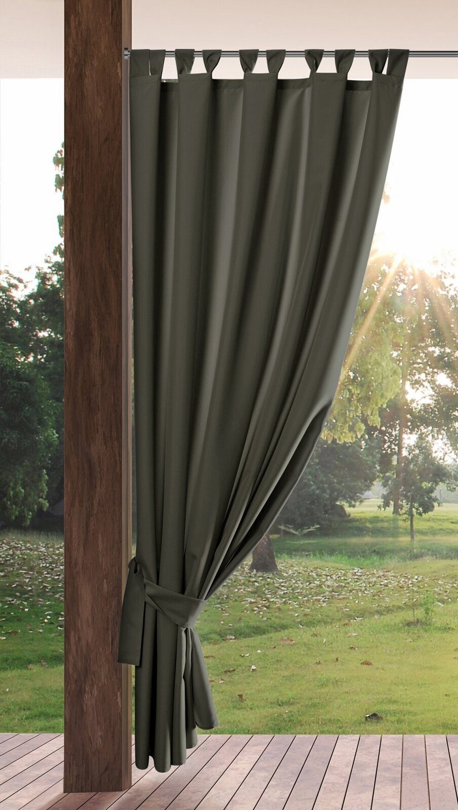 Eurofirany Outdoorvorhang GARDEN, wasserdichter Terrassenvorhang (1 St), Schlaufen, Lichtschutz, Polyester, für Pavillon, Pergola & Balkon, wetterfest, UV-Schutz
