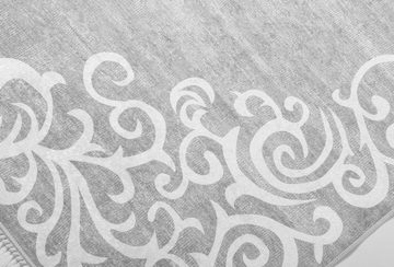 Teppich Dinarsu Waschbarer Teppich 1081-Grey 4mm 6x Größen Läufer Grau, merinos, Höhe: 4 mm, Universell einsetzbar, Fußbodenheizungsgeeignet