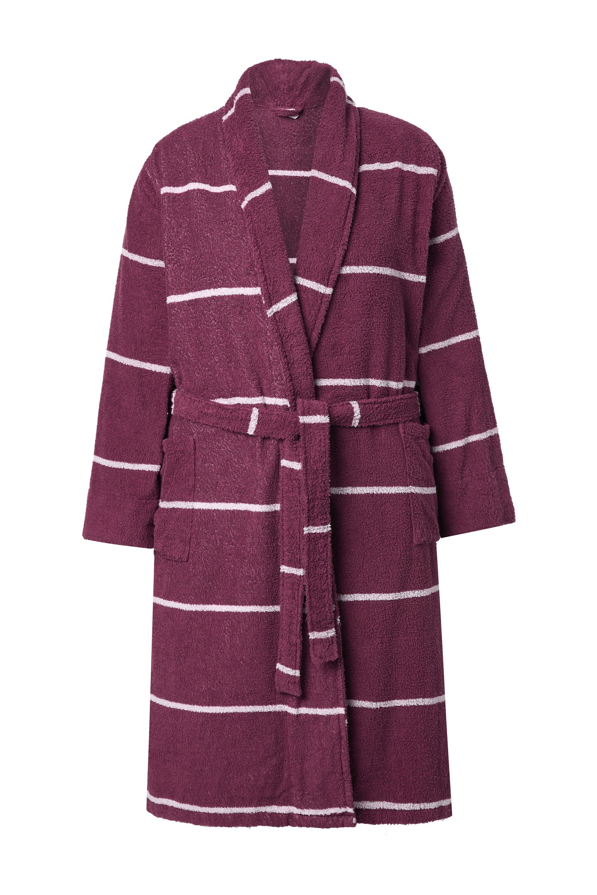 Ulla Popken Bademantel Bademantel Frottee Ringel Schalkragen Langarm, Langf günstig online kaufen