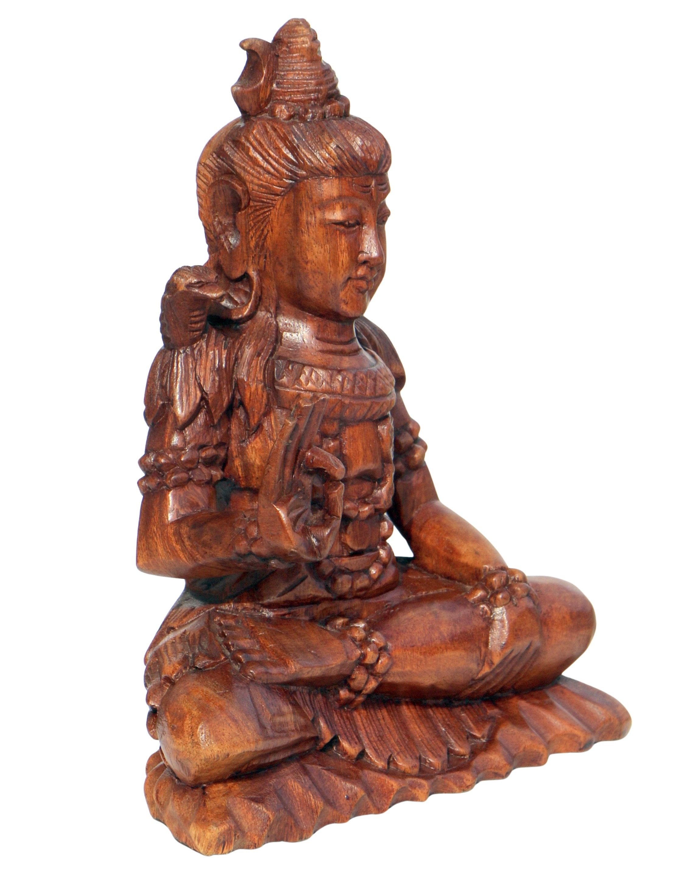 Wogeka Buddhafigur Shiva Meditation Buddha Holz-Figur Feng Shui