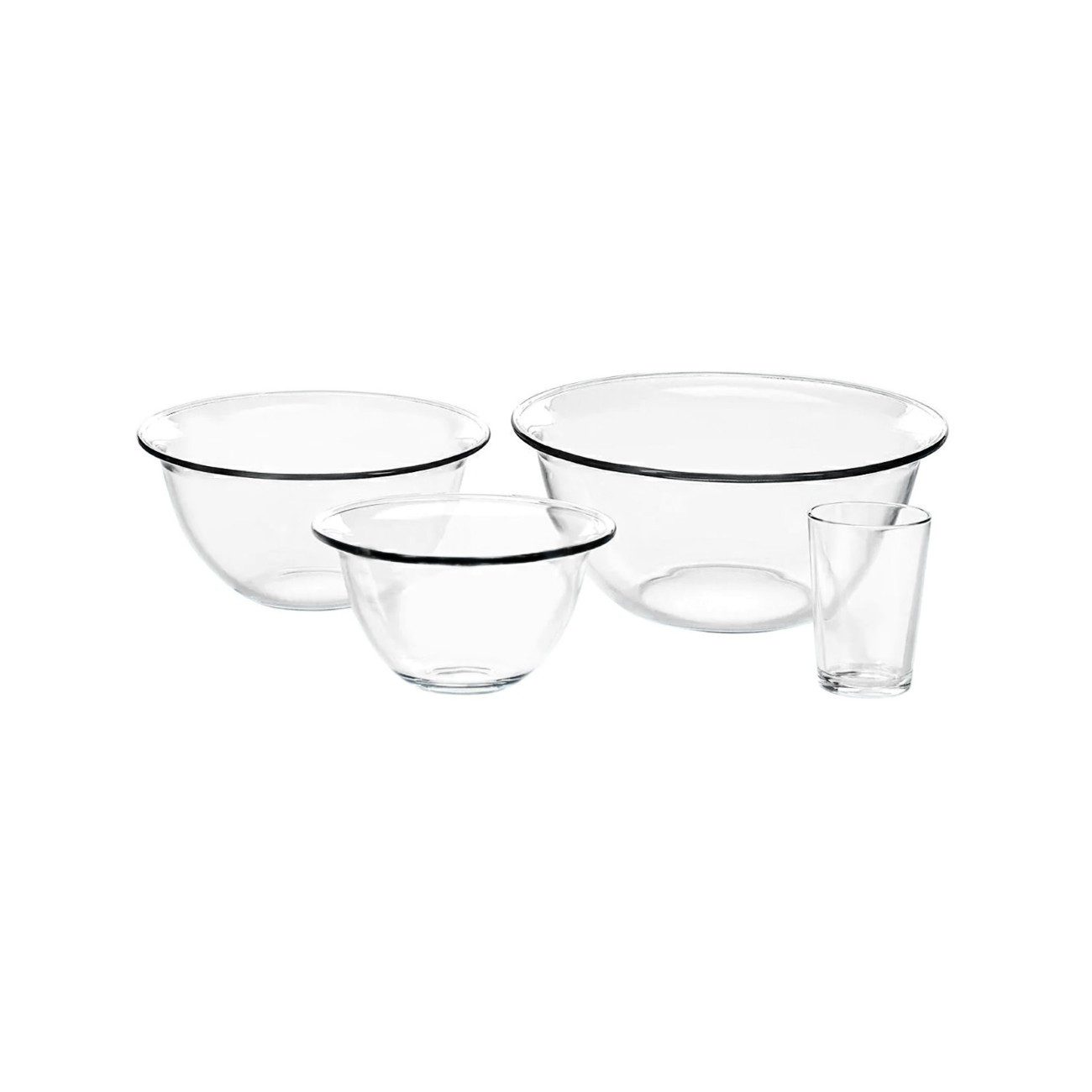 Pasabahce Rührschüssel Arda Türkmen, Glas, (4-tlg), 4-teiliges Set - Back- & Rührschalen inkl. Glas 200 ml