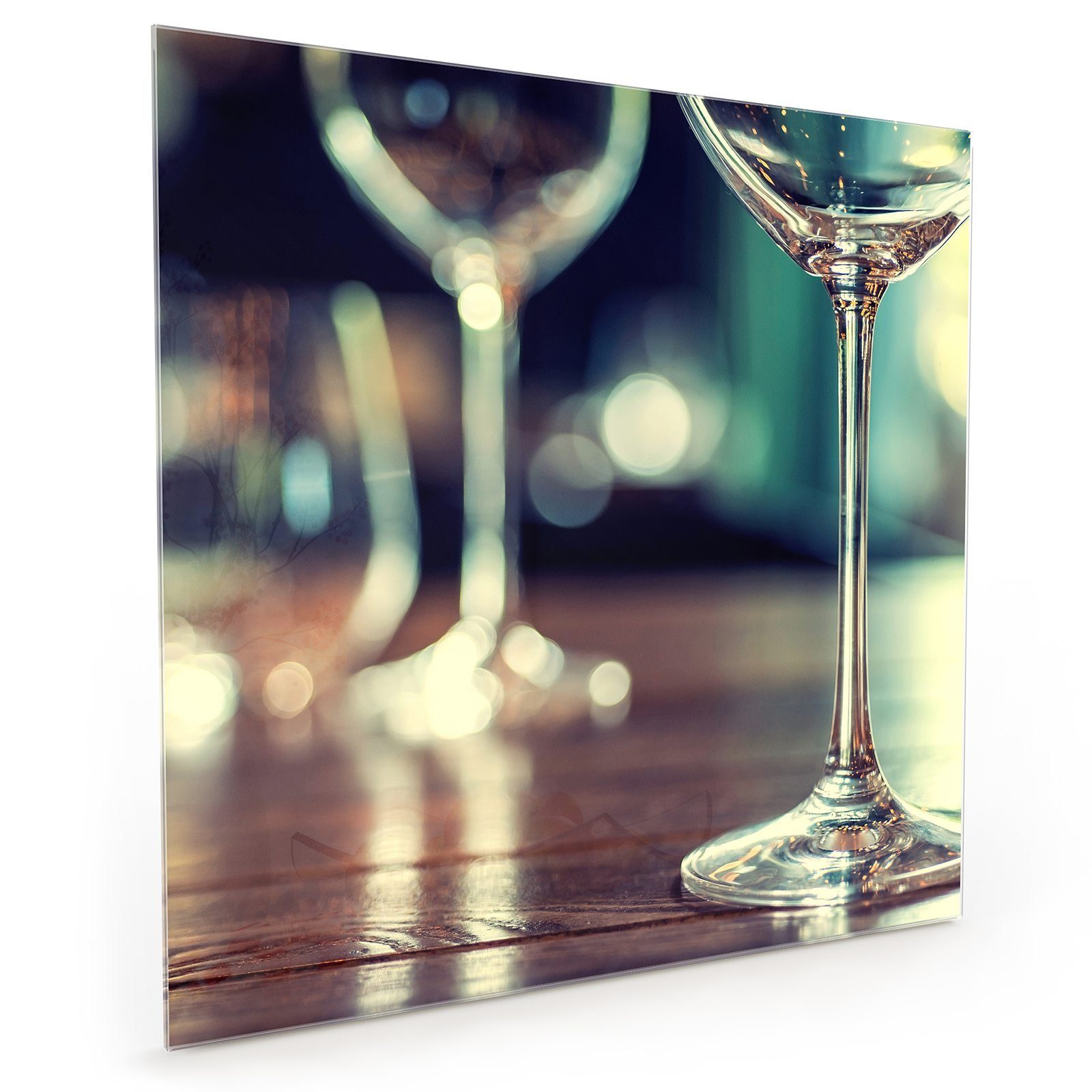 Primedeco Küchenrückwand Spritzschutz Glas Leere Gläser