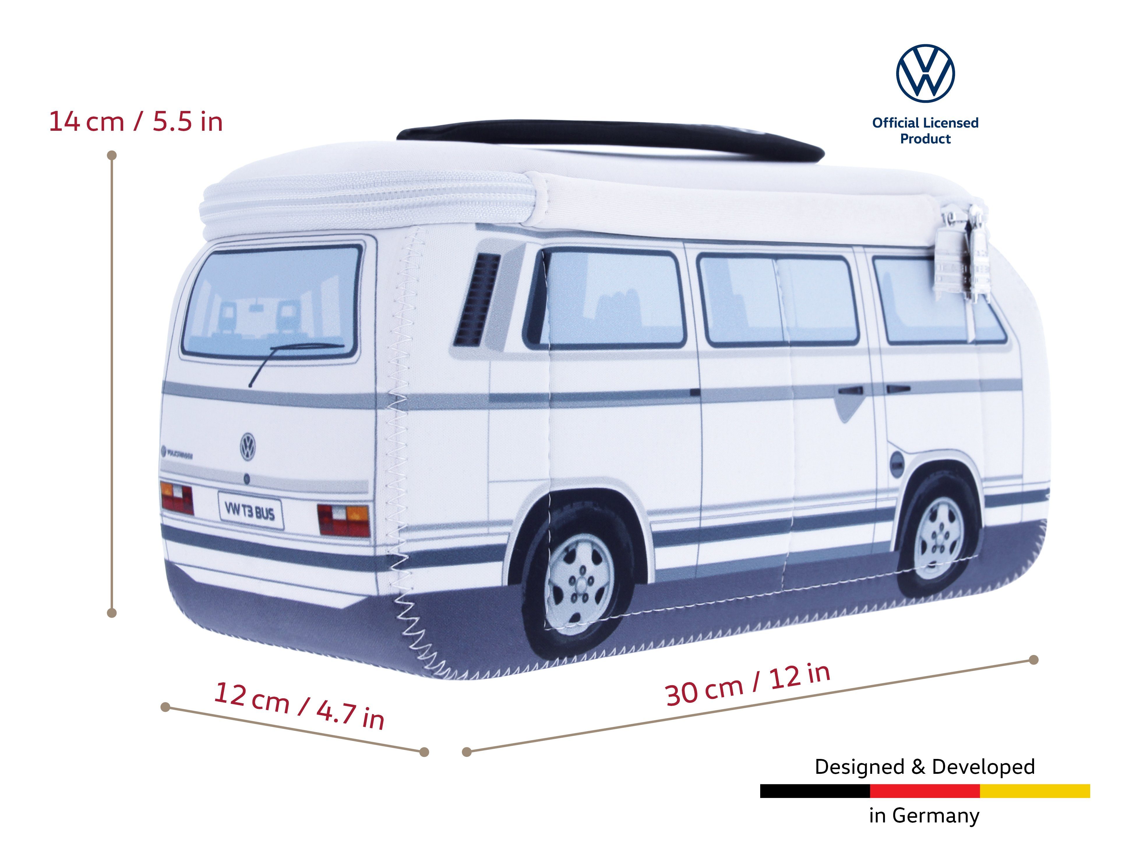 x Bulli Kulturbeutel 30 VW Weiß T3 by x Universaltasche cm 14 Volkswagen BRISA Neopren, 12 aus Design, VW Universaltasche im Collection