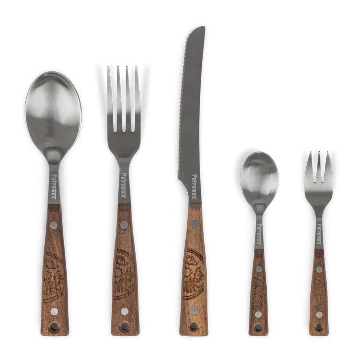 Petromax Besteck-Set Edelestahl-Besteck-Set 5 teilig (5-tlg), Outdoor-Reise-Camping-Besteck-Set
