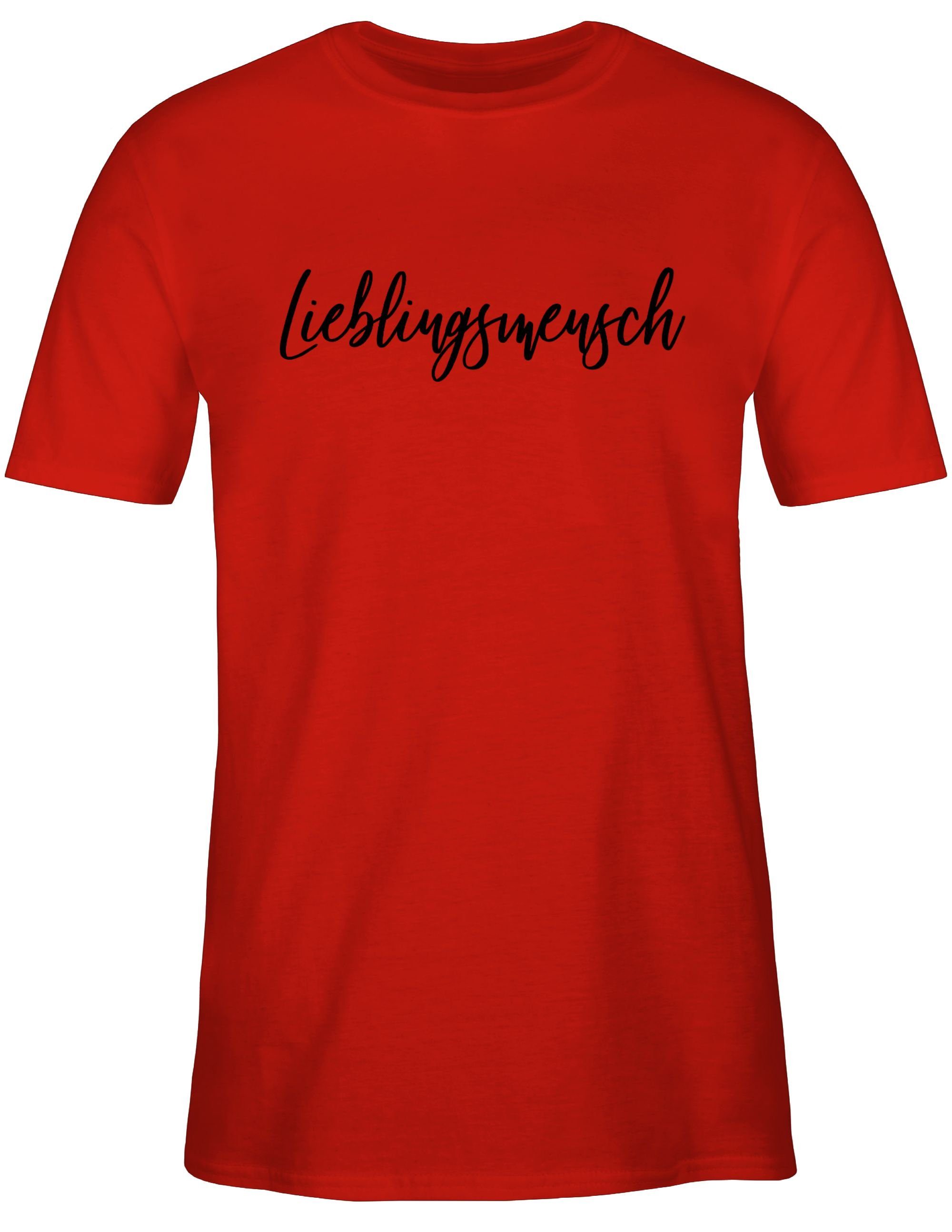 Shirtracer 3 T-Shirt Lieblingsmensch Valentinstag Schwarz Liebe Partner Rot