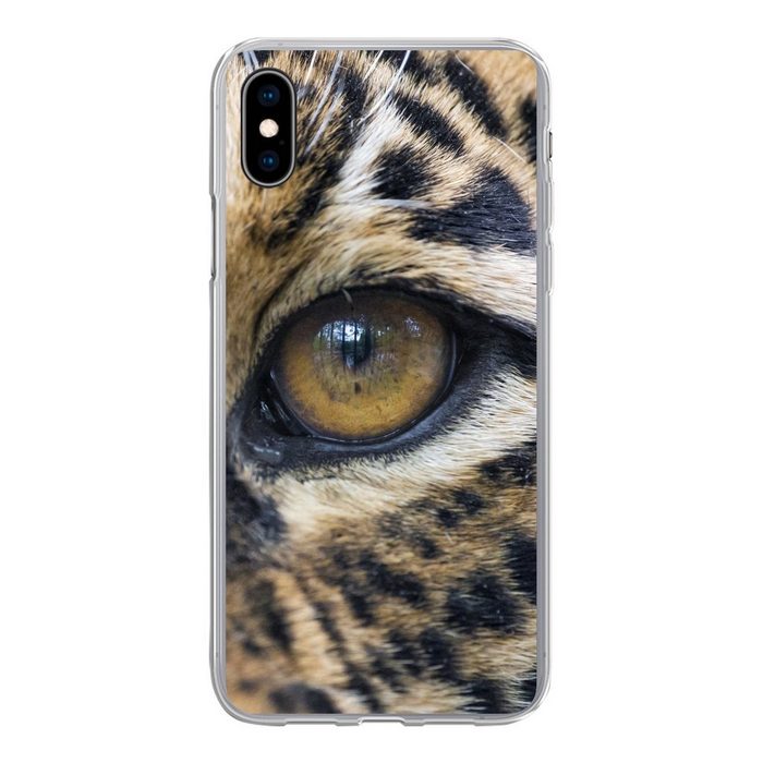 MuchoWow Handyhülle Auge - Jaguar - Braun Handyhülle Apple iPhone Xs Smartphone-Bumper Print Handy