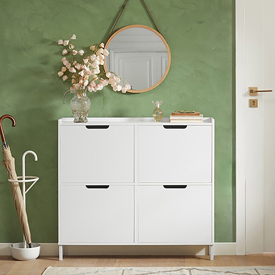 SoBuy Schuhkipper FSR100, mit 4 Klappen, Schuhschrank schmal, Schuhregal Sc günstig online kaufen