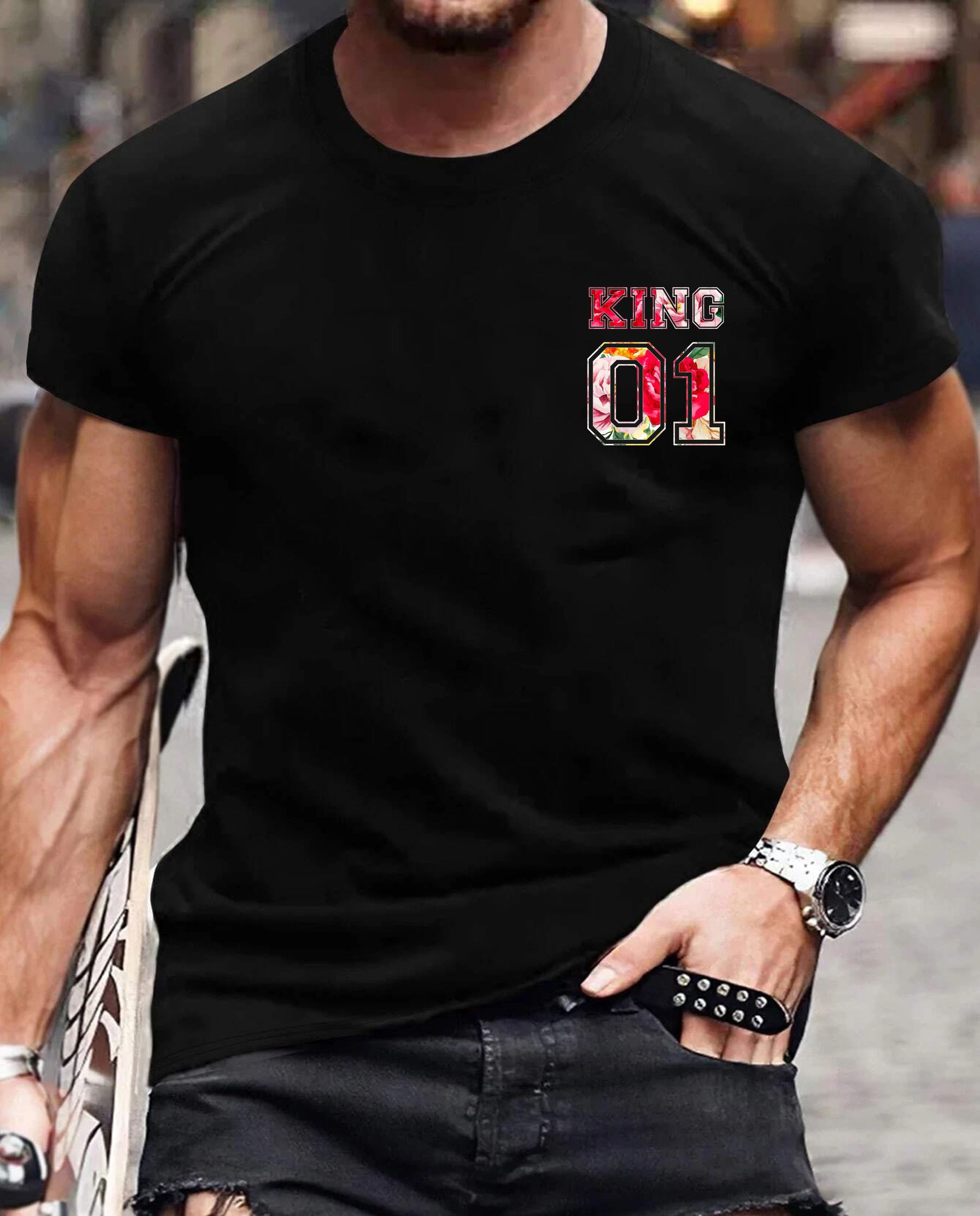 RMK T-Shirt Herren Shirt Rundhals Basic "King 01" aus Baumwolle