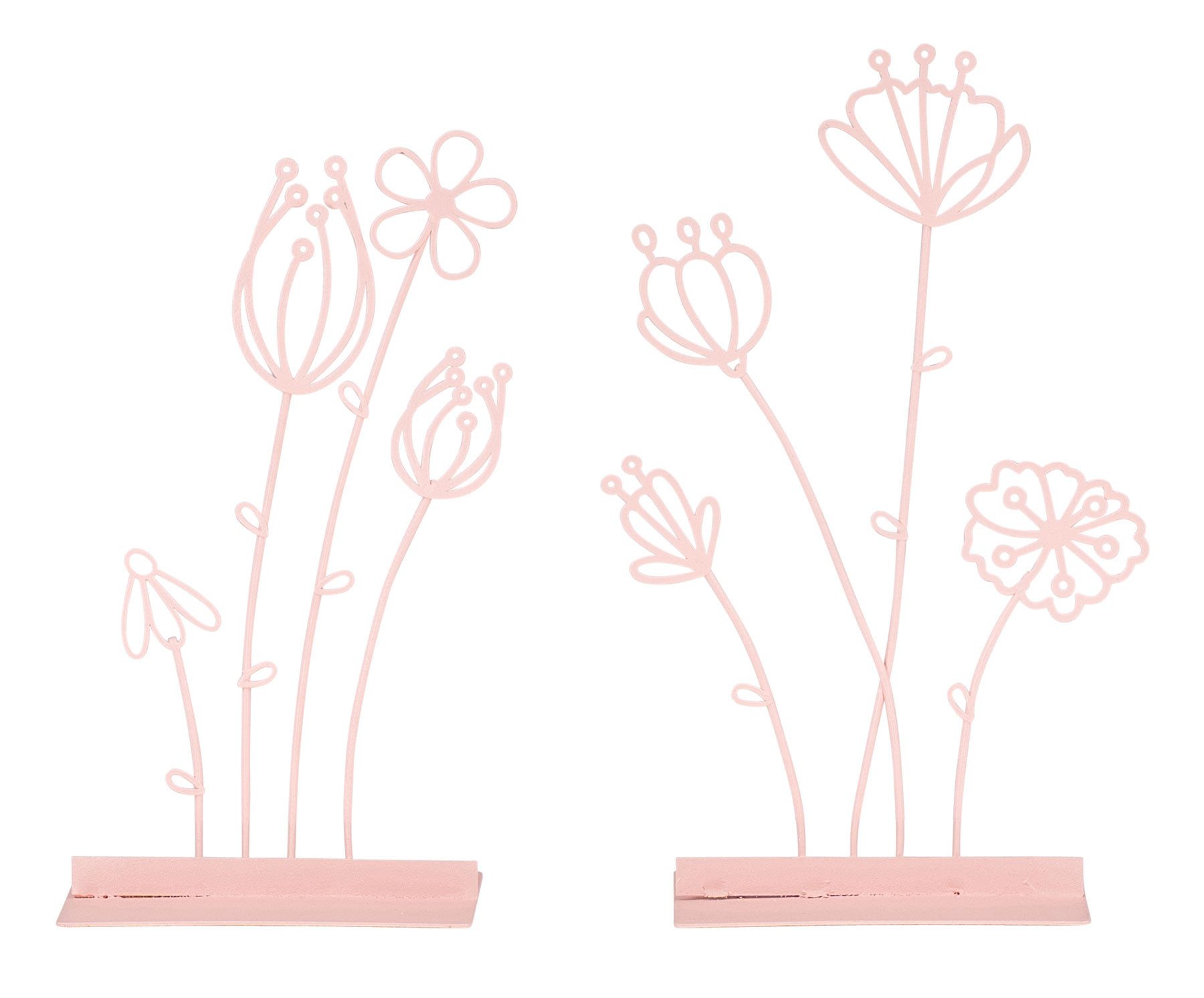 Levandeo® Dekoobjekt, 2er Set Metall Blume H18cm Altrosa Deko-Aufsteller Tischdeko Shabby