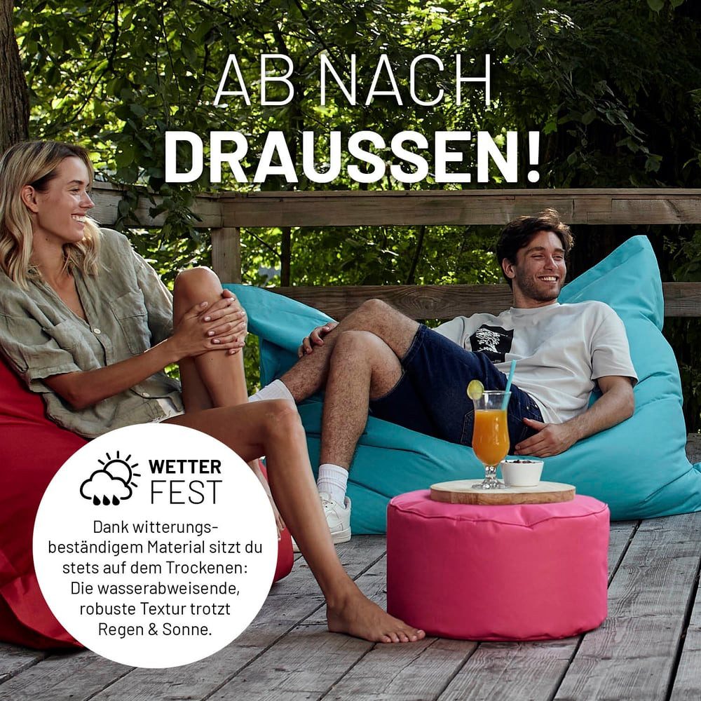 Lumaland Sitzsack Sitzsack-Hocker Pouf rund Cord 50l senfgelb, supersofte Füllung EPS-Perlen – Bild 5 von 5