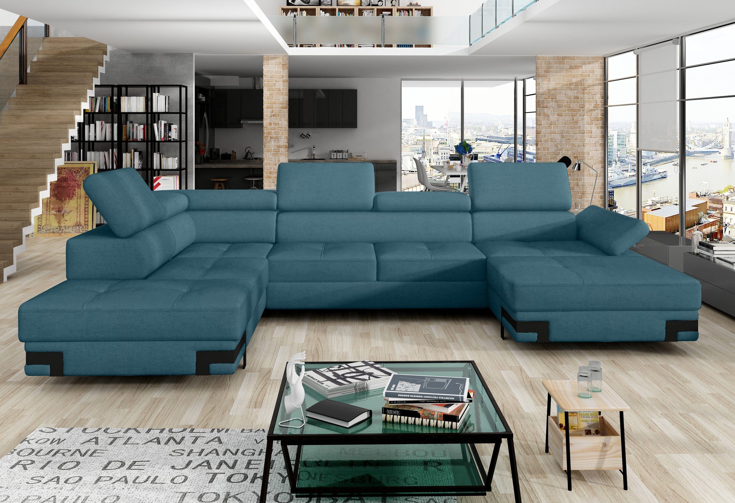Design mane bestellbar, Relaxfunktion, XL, Sofa, Bettfunktion, Modern oder mit Rio U-Form, Wohnlandschaft Stylefy links rechts